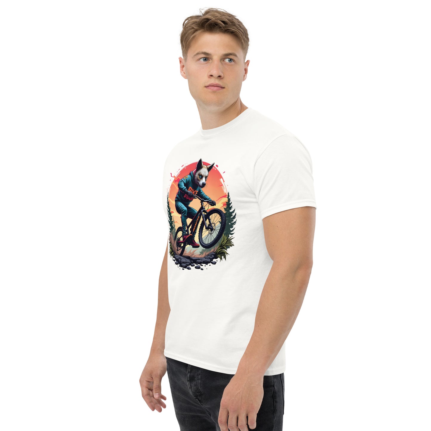 Unisex Print Wolf Rider Rear print text classic tee