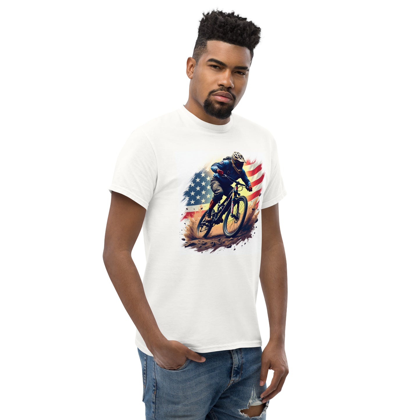 Unisex US Flag MTB rider classic tee