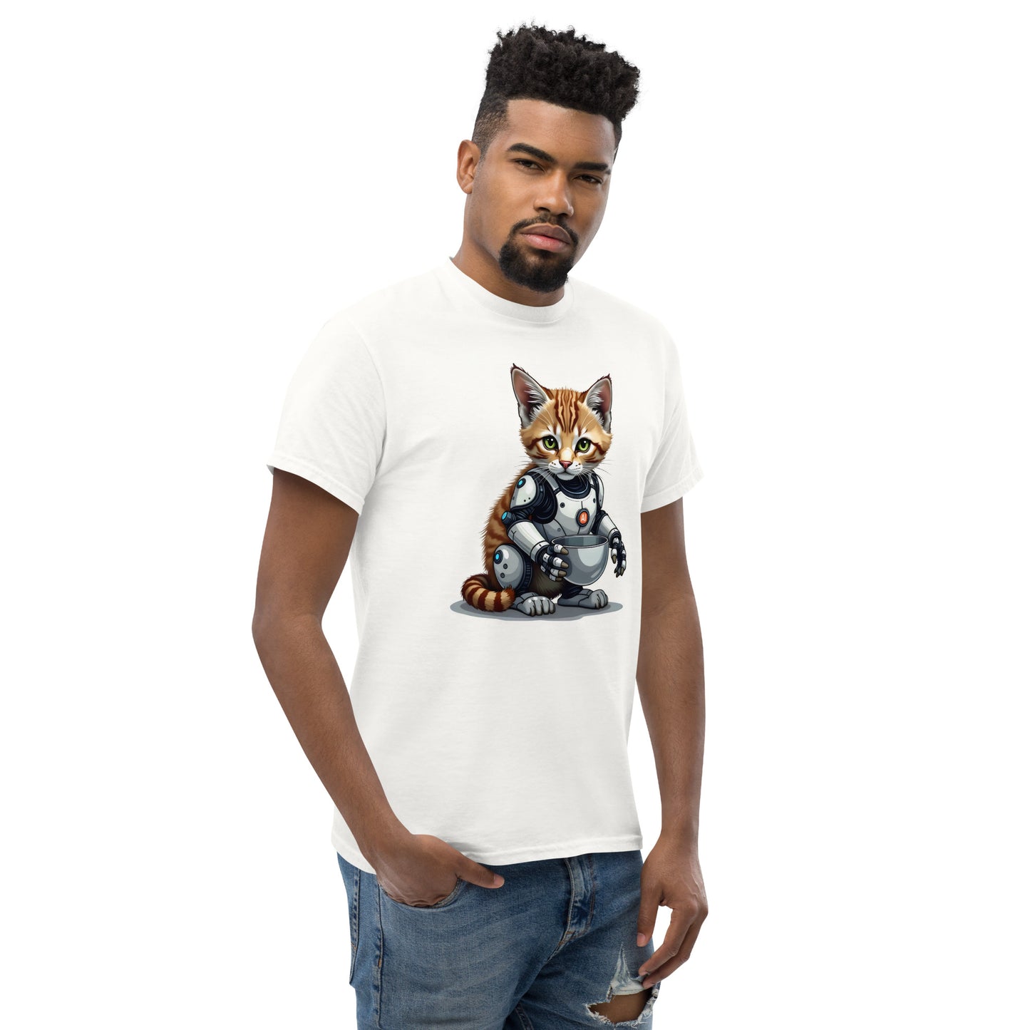 Unisex Popping AI cat classic tee