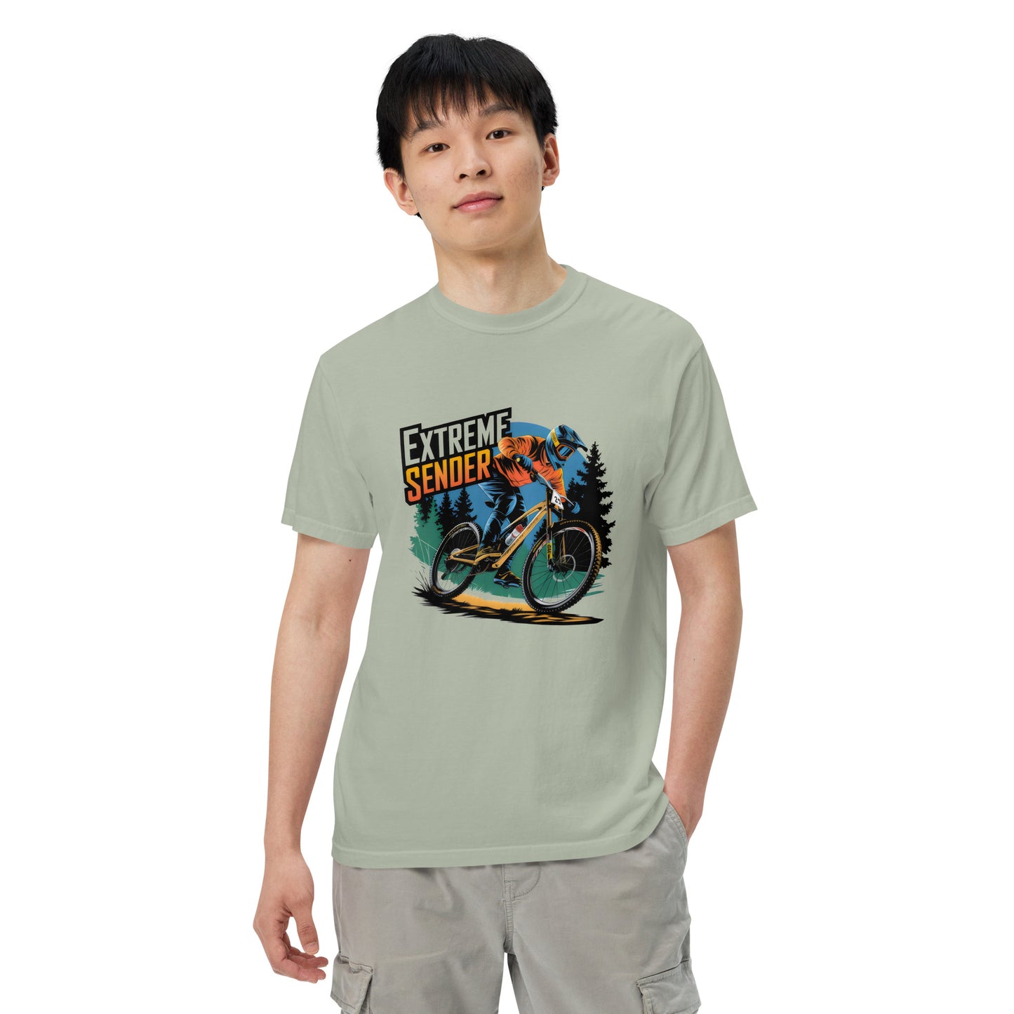 Unisex Extremes sender or sender in black garment-dyed heavyweight t-shirt