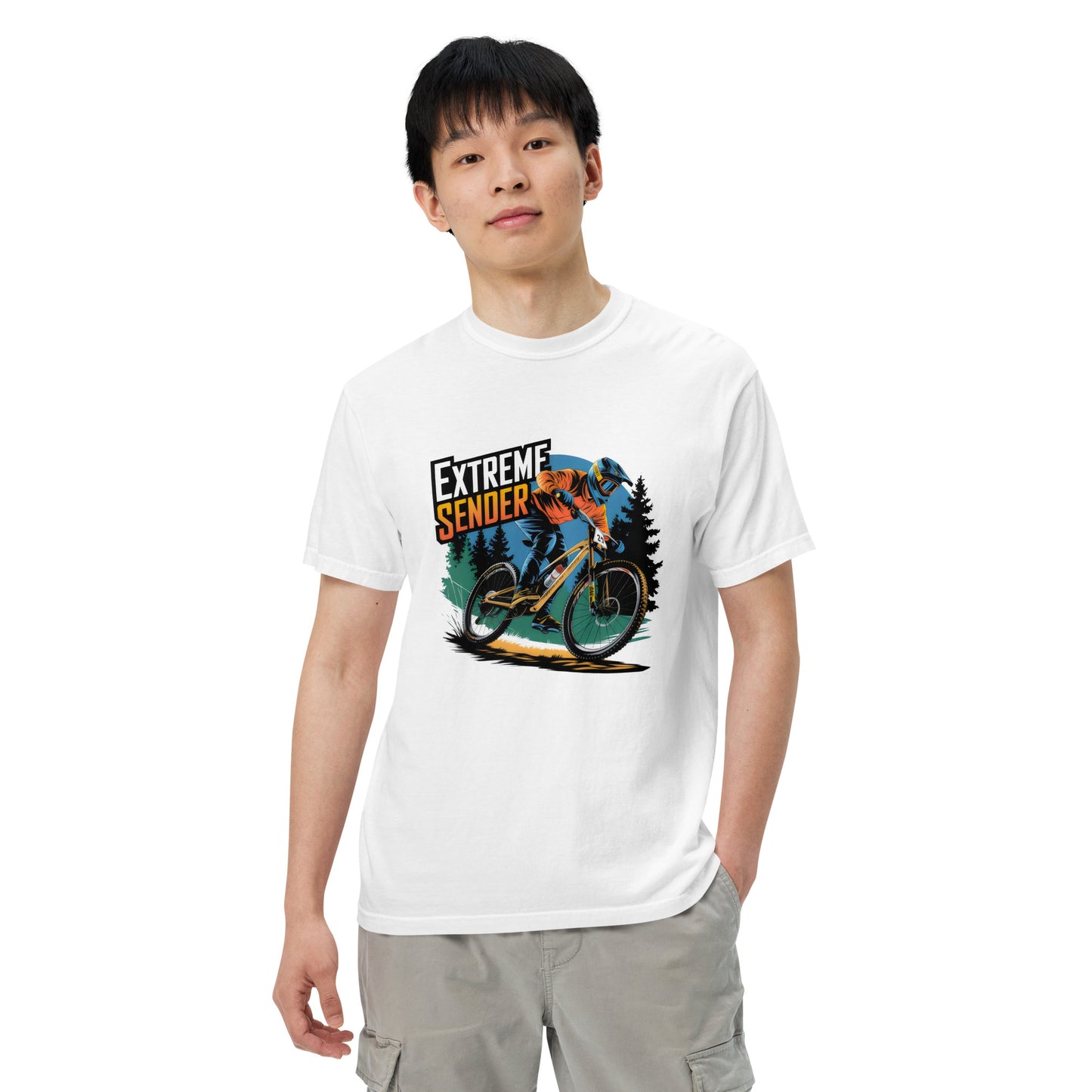 Unisex Extremes sender or sender in black garment-dyed heavyweight t-shirt