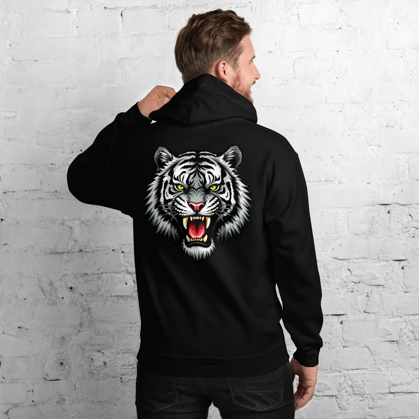 Unisex Black and white tiger crewneck classic Hoodie