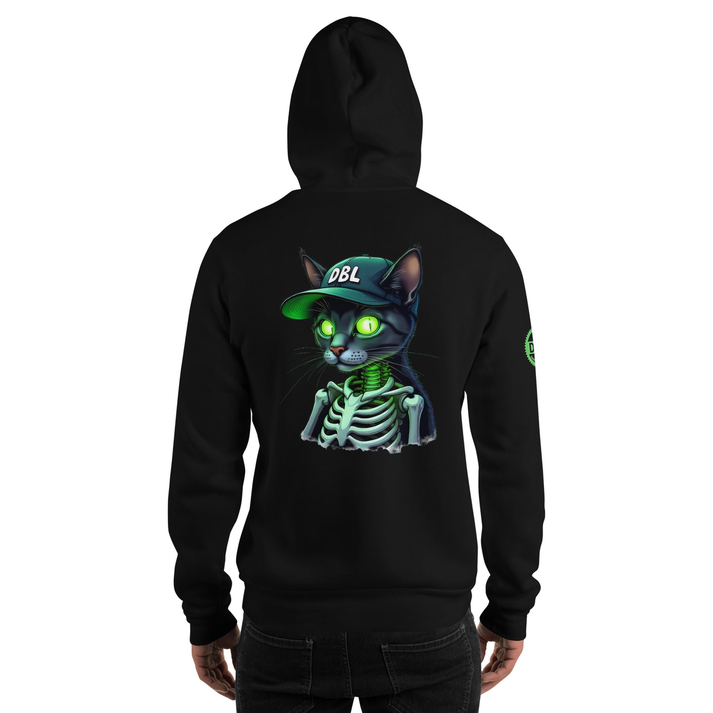 Unisex Zombie Green Illuminated cat classic Hoodie