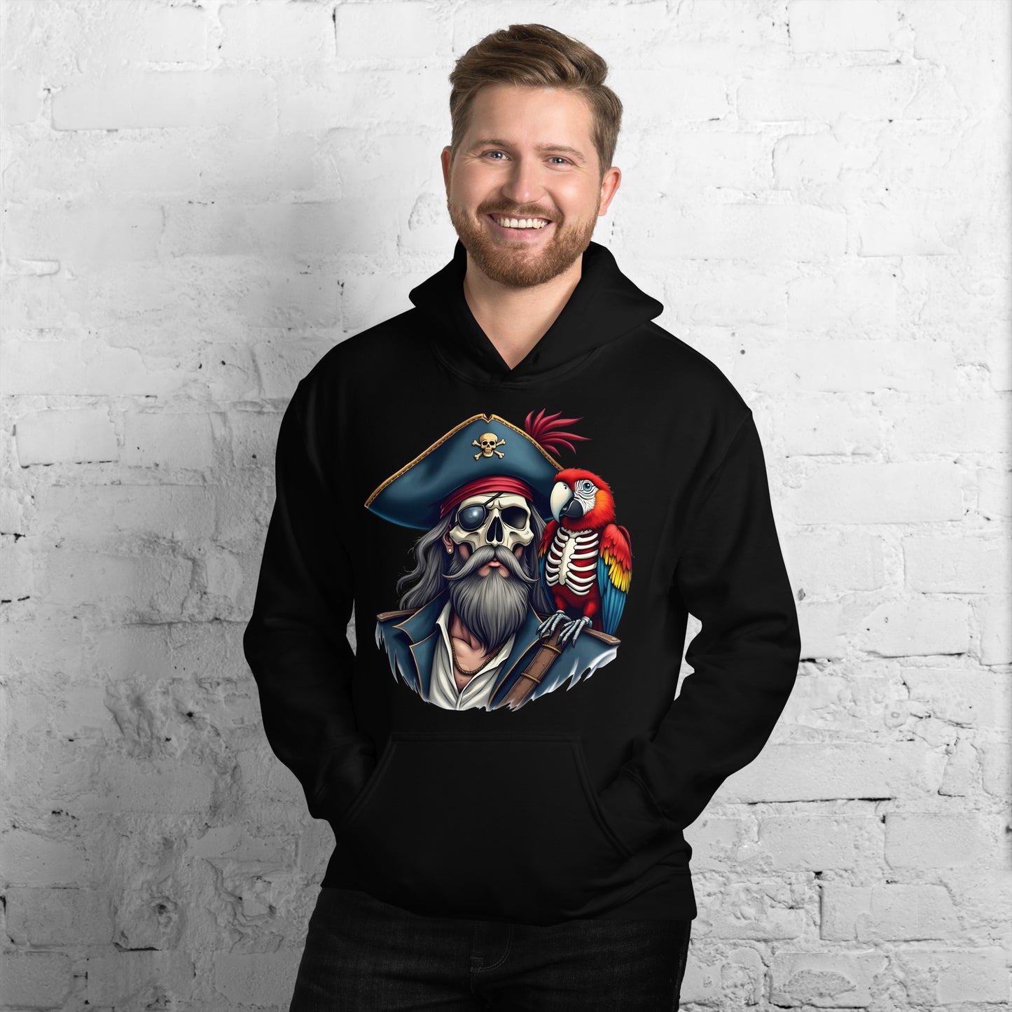 Unisex Skeleton pirate & release the Kraken Twin print Hoodie
