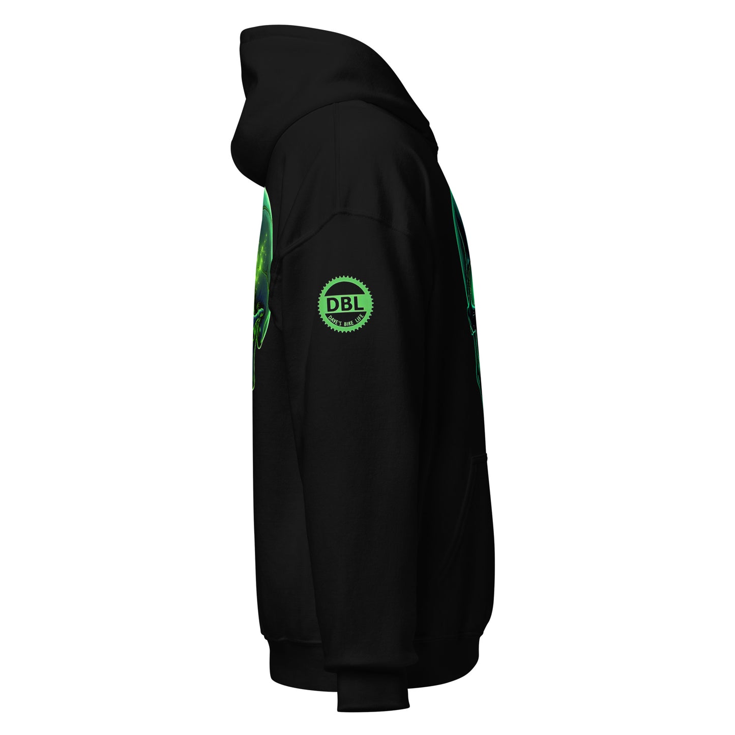 Men and women's crystal green skull Twin print Hoodie
