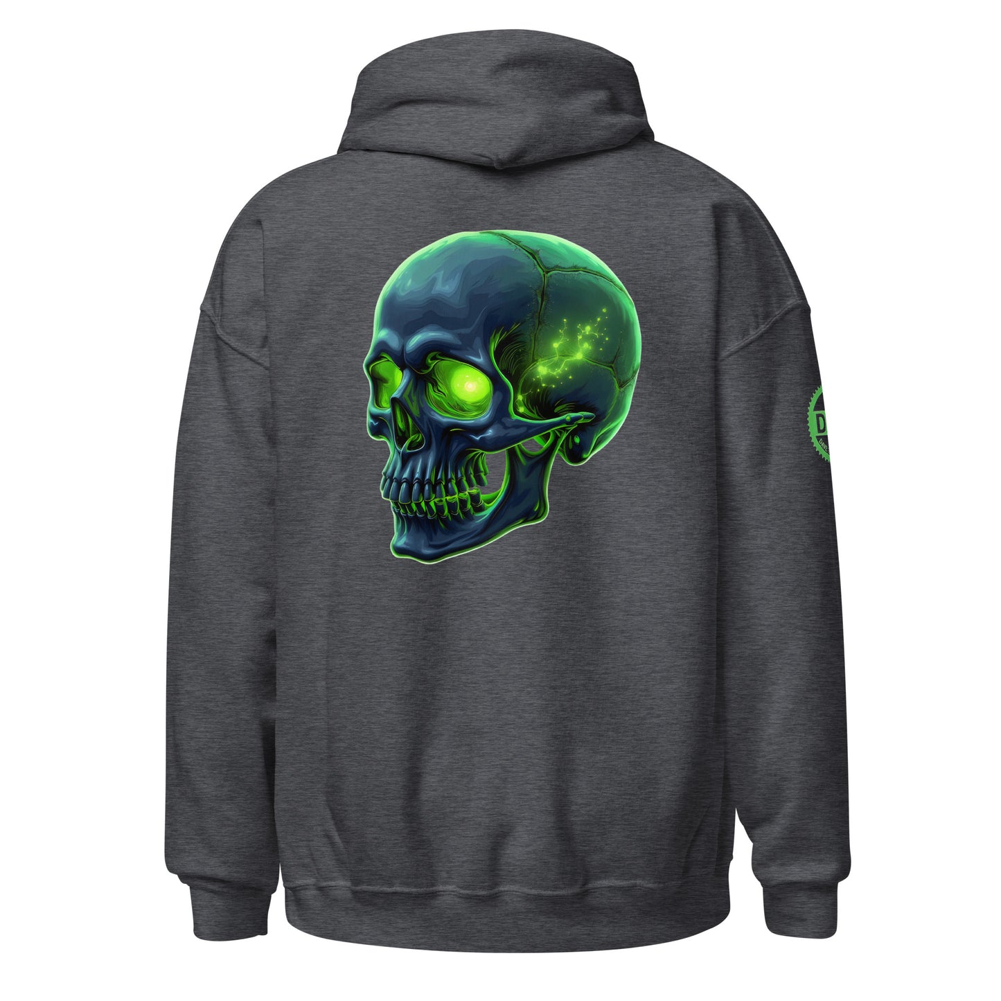 Men and women's crystal green skull Twin print Hoodie