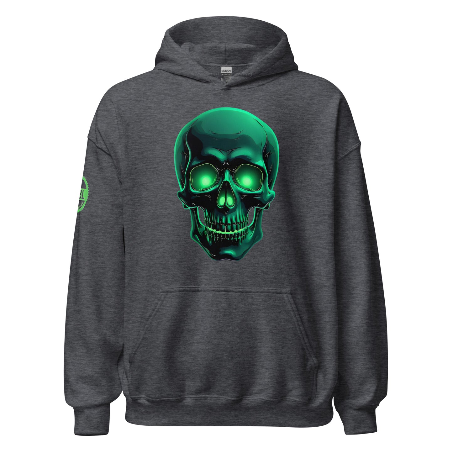 Men and women's crystal green skull Twin print Hoodie