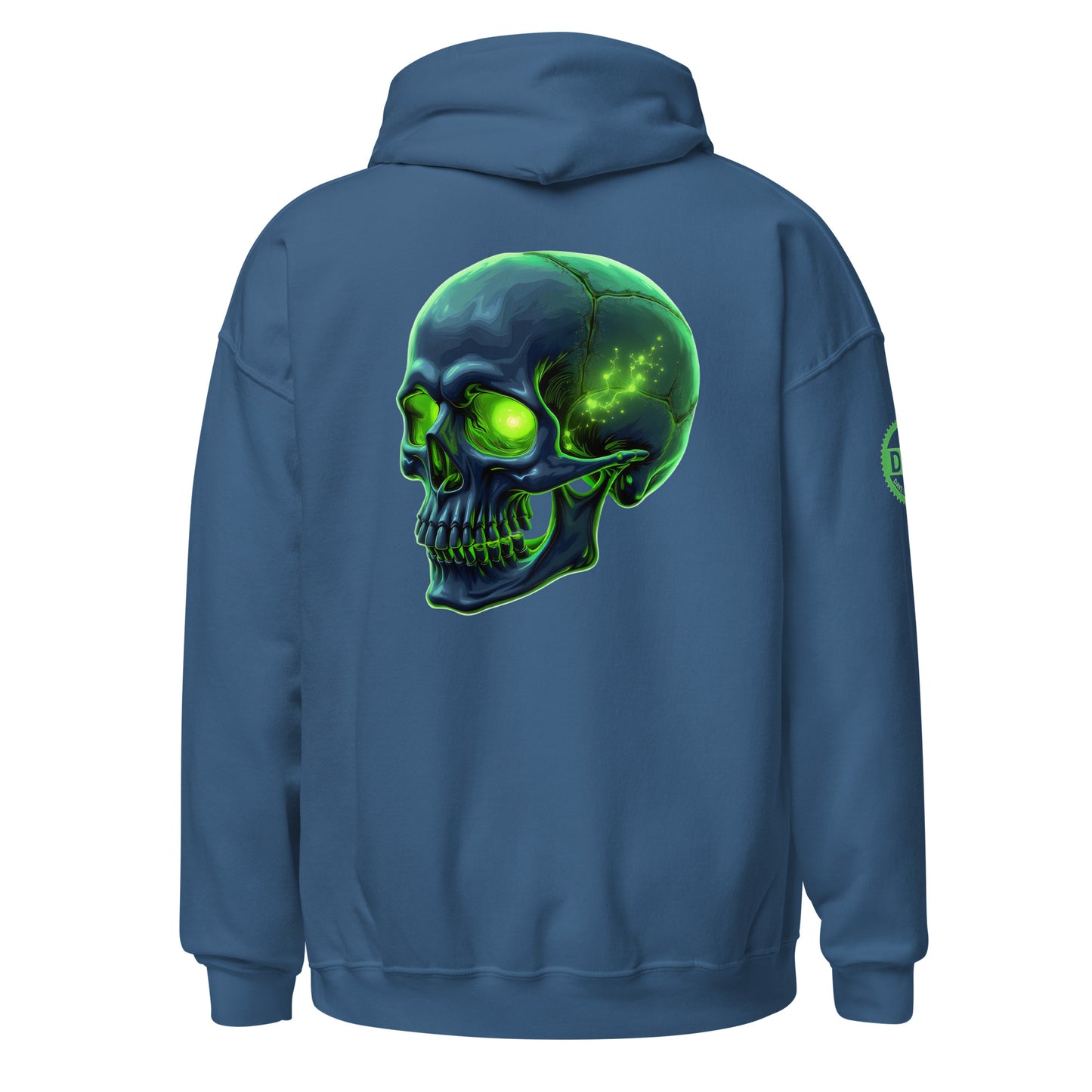 Men and women's crystal green skull Twin print Hoodie