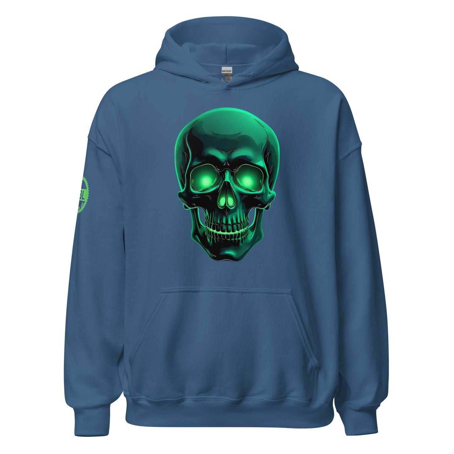 Men and women's crystal green skull Twin print Hoodie