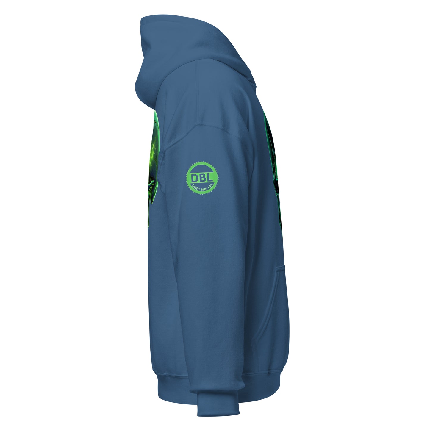 Men and women's crystal green skull Twin print Hoodie