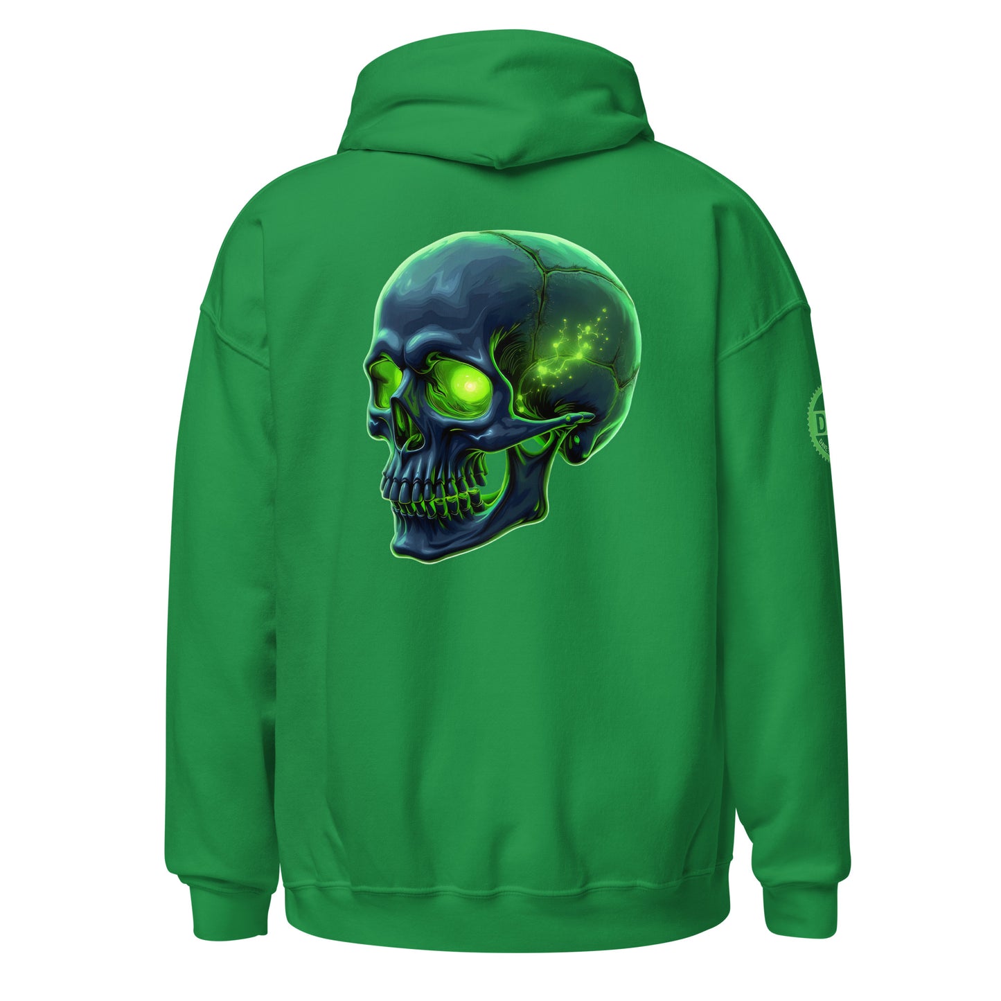 Men and women's crystal green skull Twin print Hoodie
