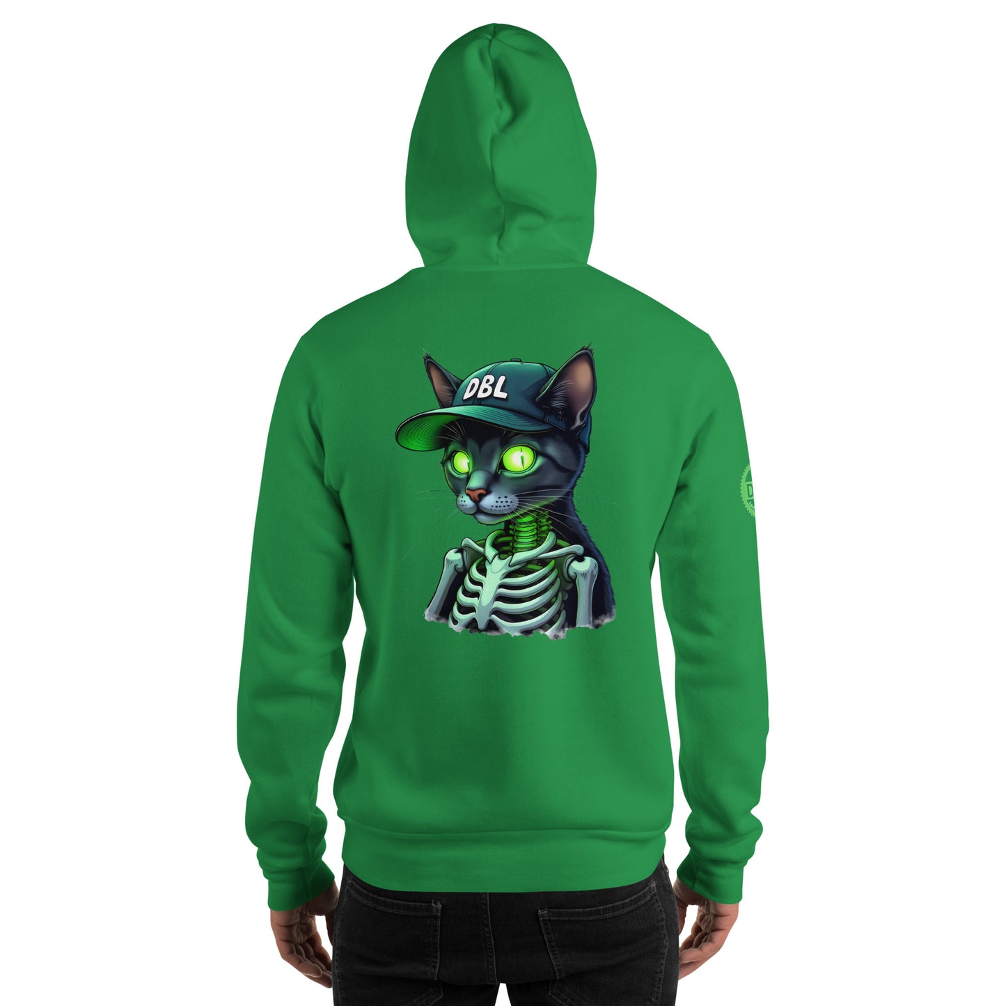 Unisex Zombie Green Illuminated cat classic Hoodie