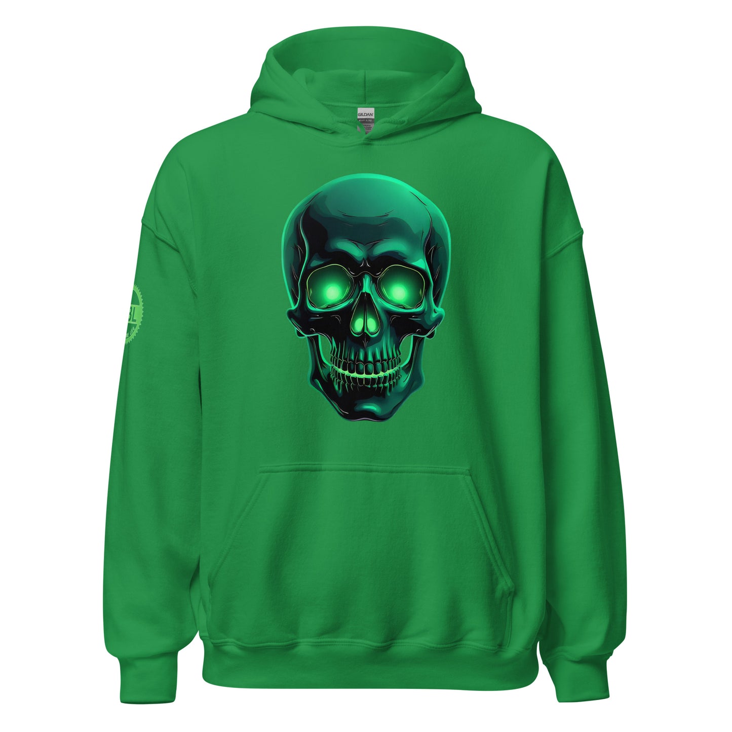 Men and women's crystal green skull Twin print Hoodie