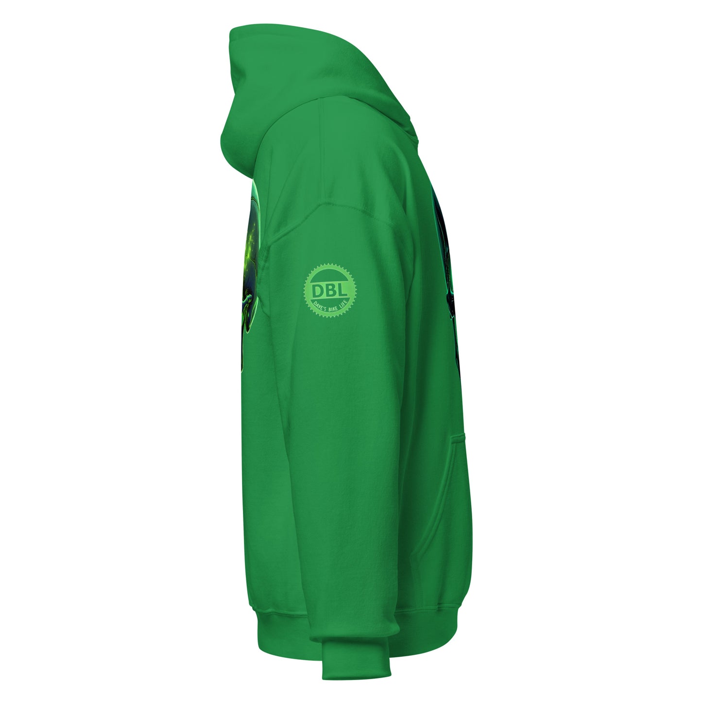 Men and women's crystal green skull Twin print Hoodie