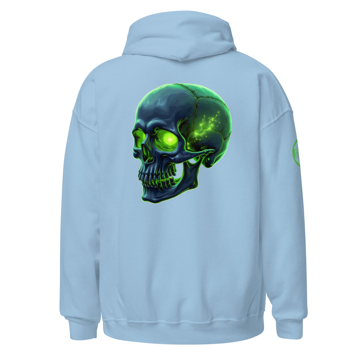 Men and women's crystal green skull Twin print Hoodie