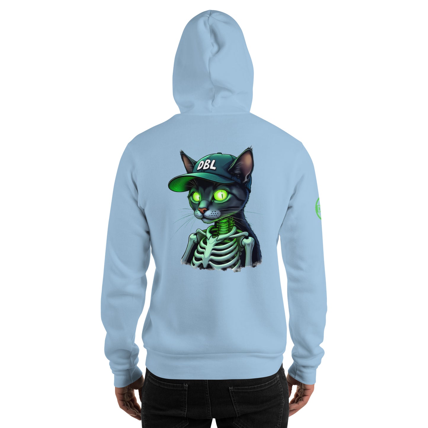 Unisex Zombie Green Illuminated cat classic Hoodie