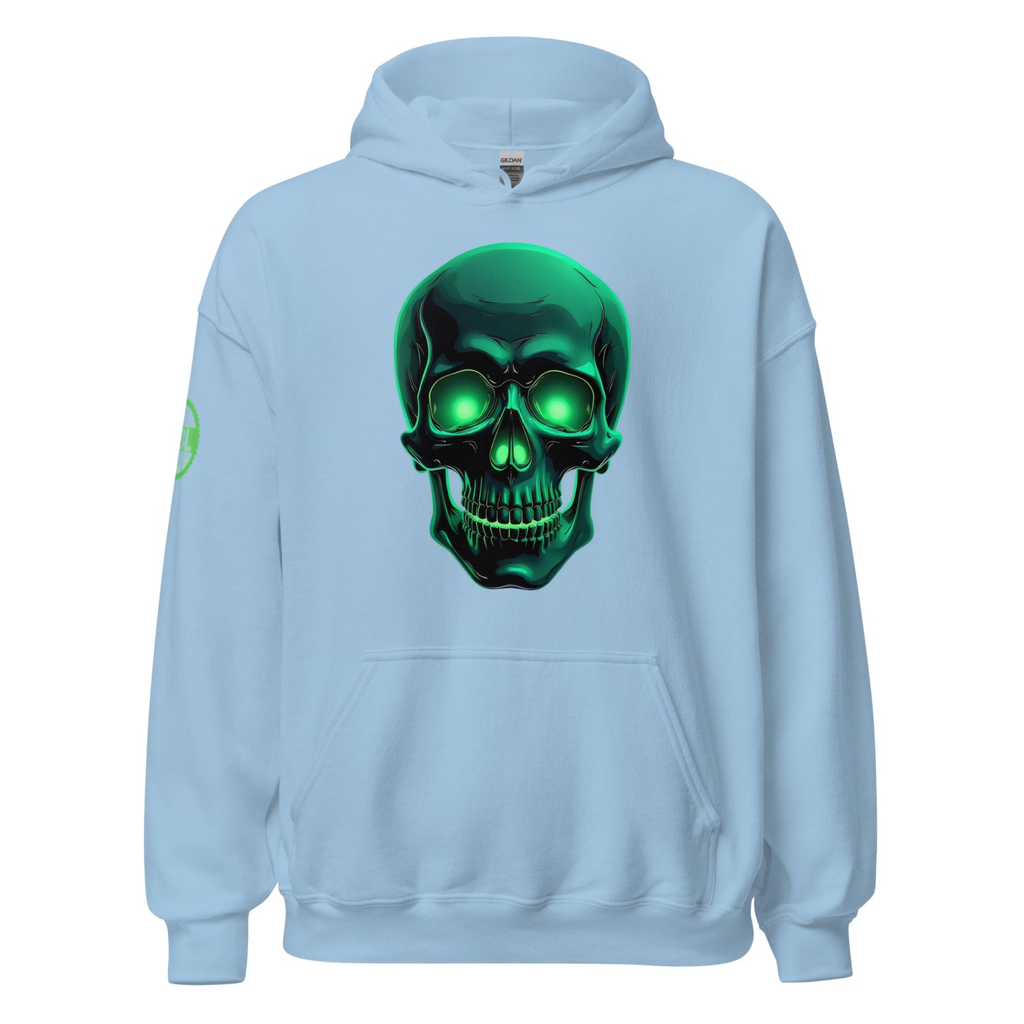 Men and women's crystal green skull Twin print Hoodie