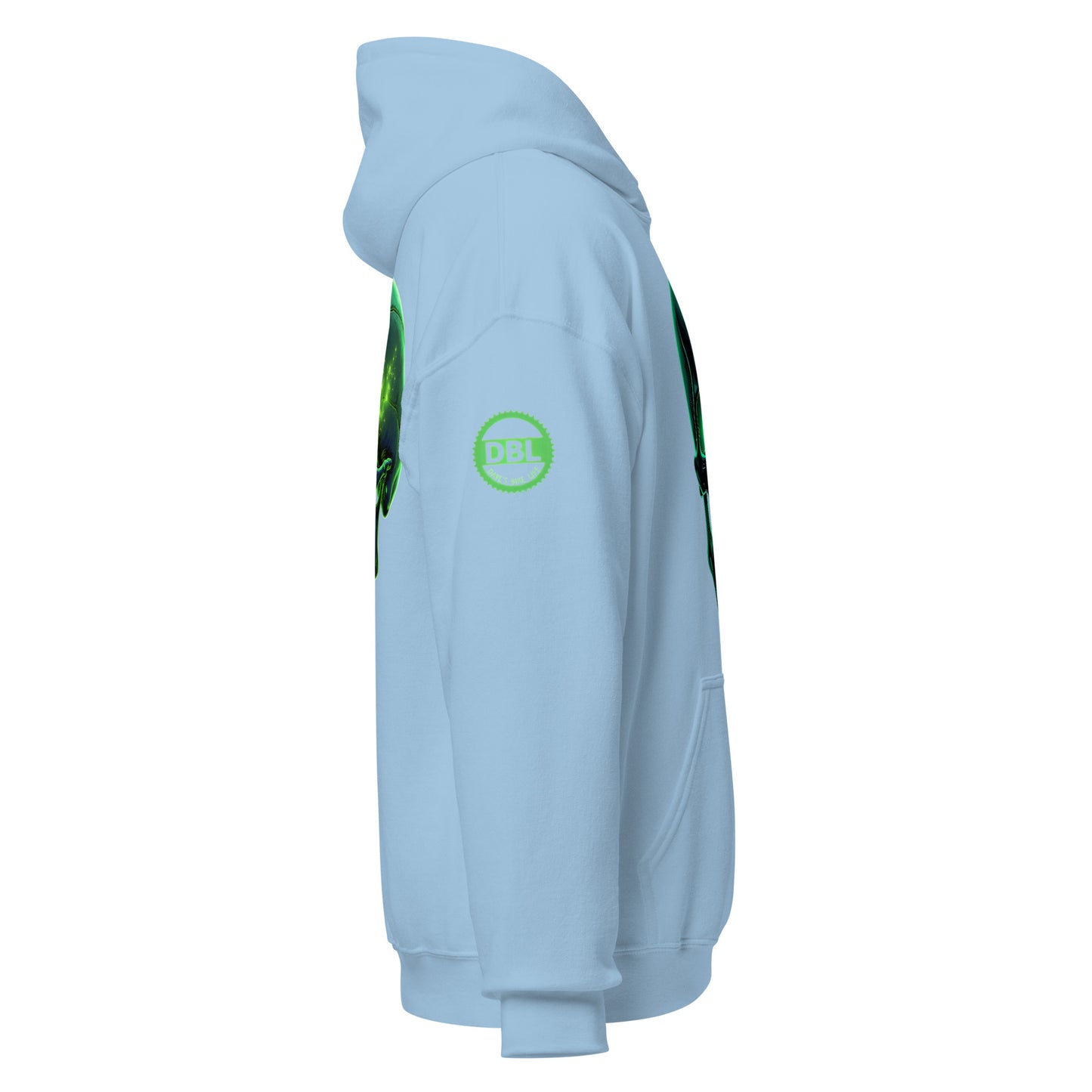 Men and women's crystal green skull Twin print Hoodie