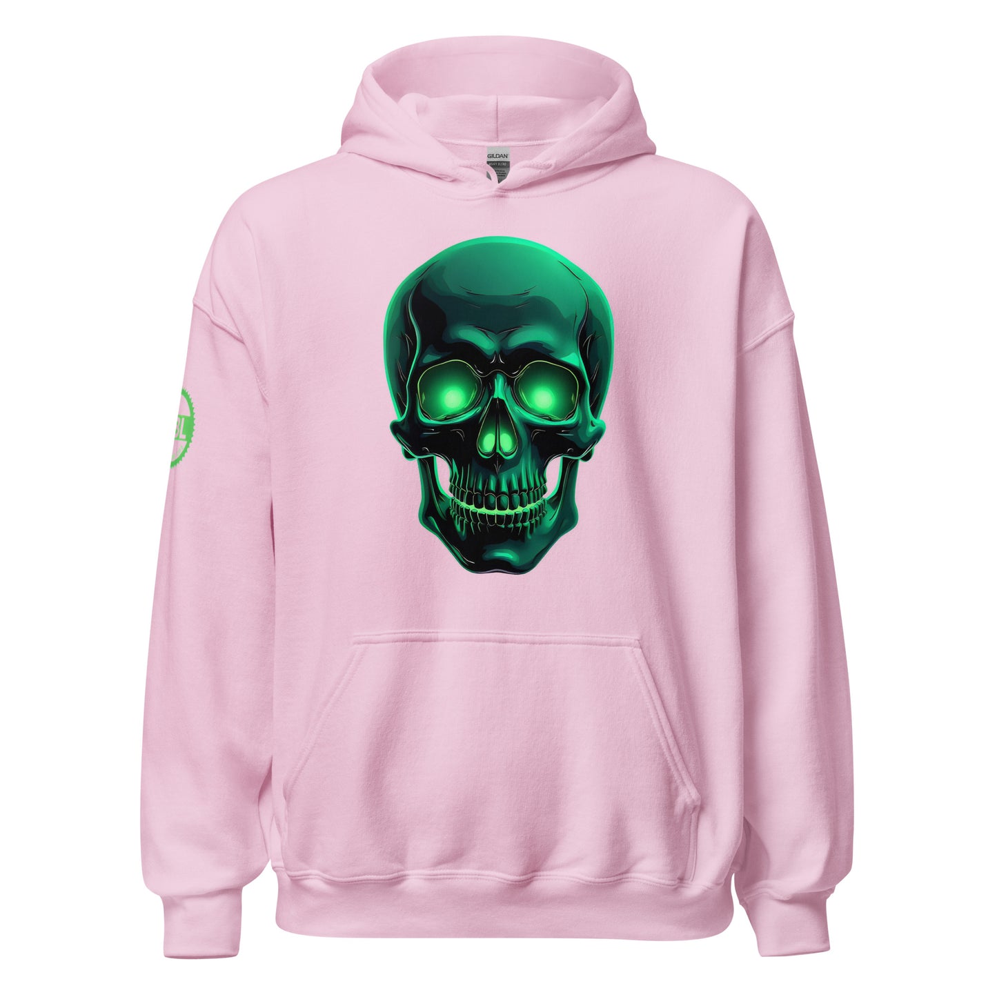 Men and women's crystal green skull Twin print Hoodie