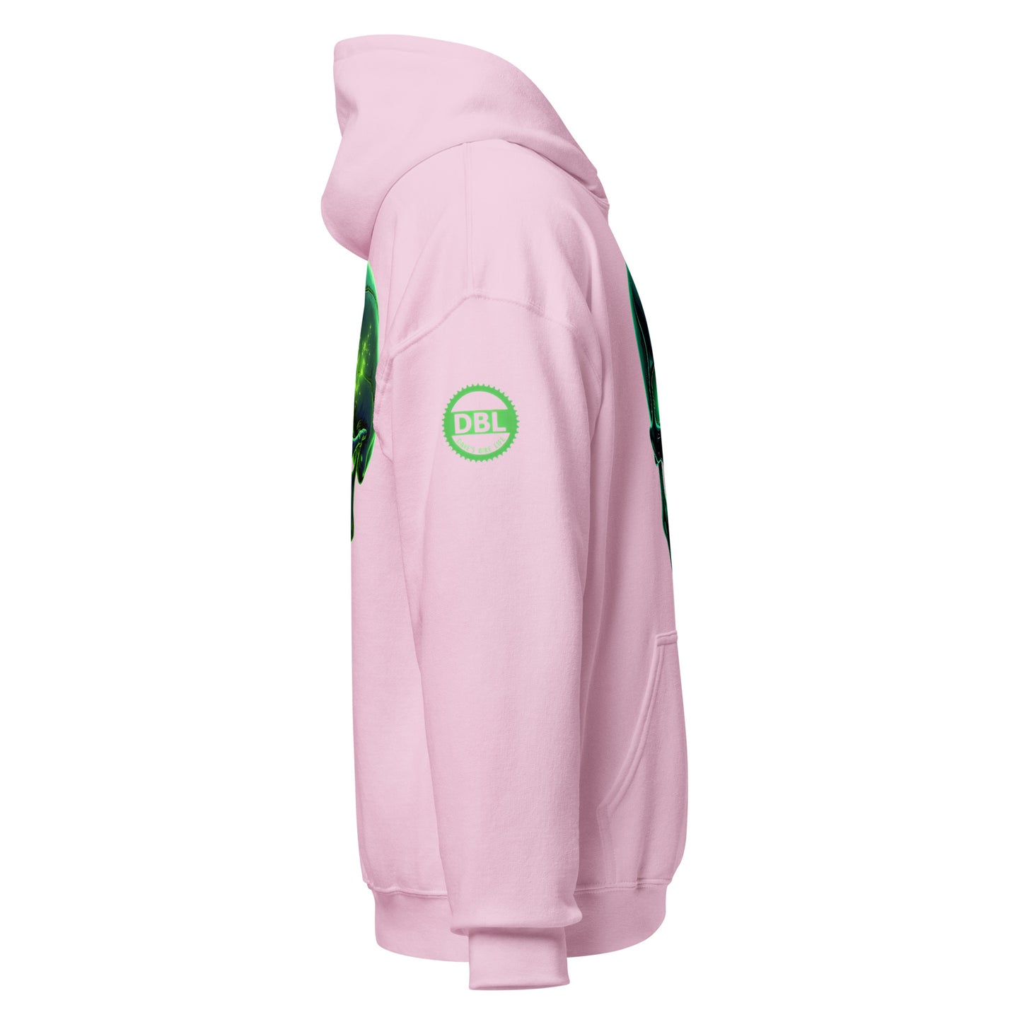 Men and women's crystal green skull Twin print Hoodie