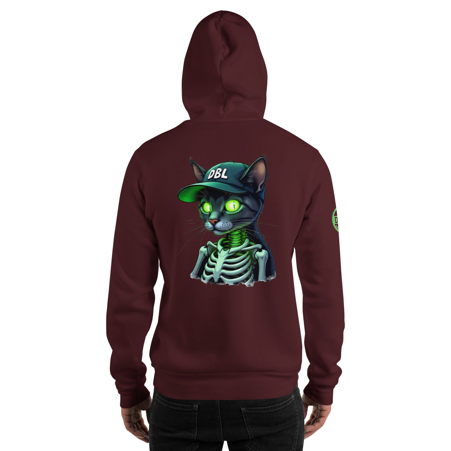 Unisex Zombie Green Illuminated cat classic Hoodie