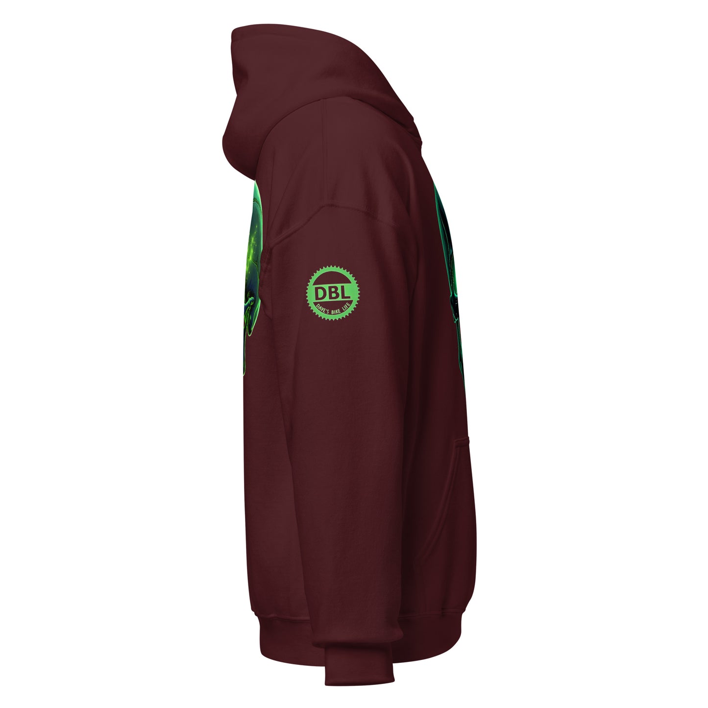 Men and women's crystal green skull Twin print Hoodie