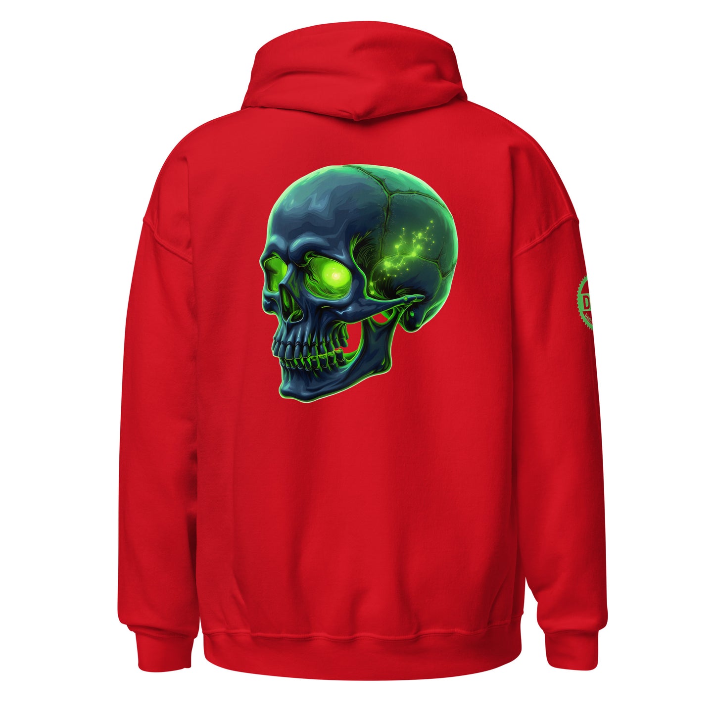 Men and women's crystal green skull Twin print Hoodie
