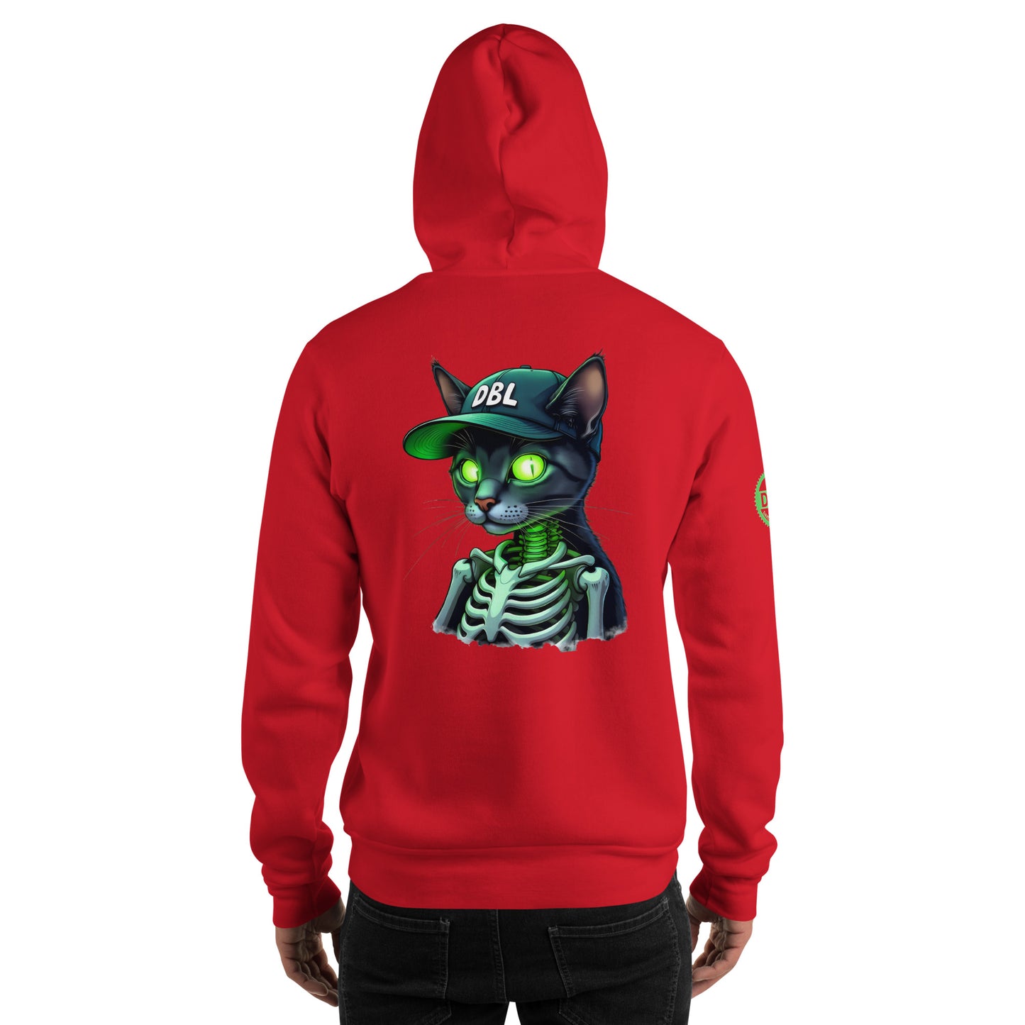 Unisex Zombie Green Illuminated cat classic Hoodie
