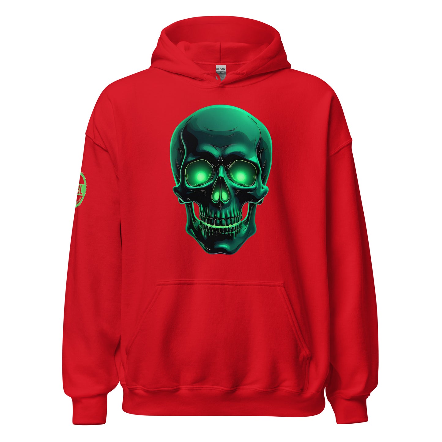 Men and women's crystal green skull Twin print Hoodie