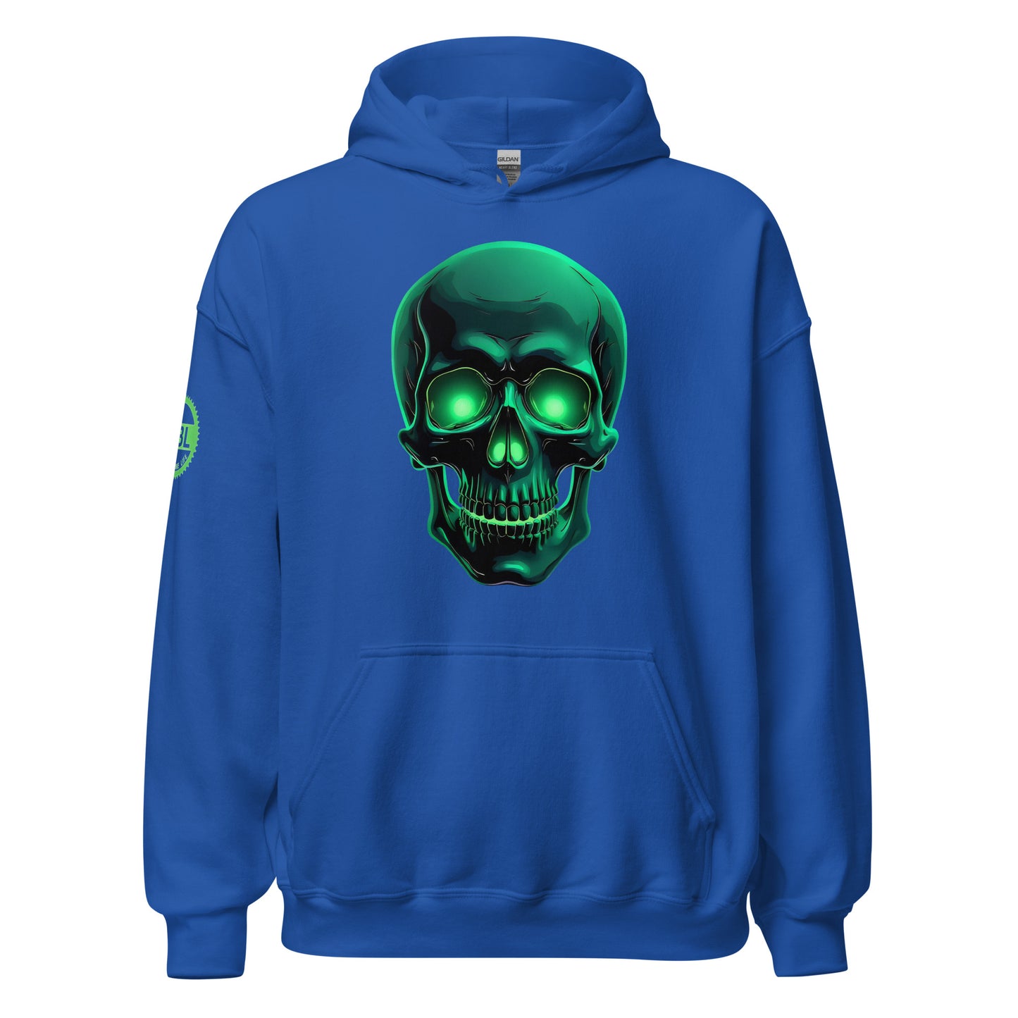 Men and women's crystal green skull Twin print Hoodie