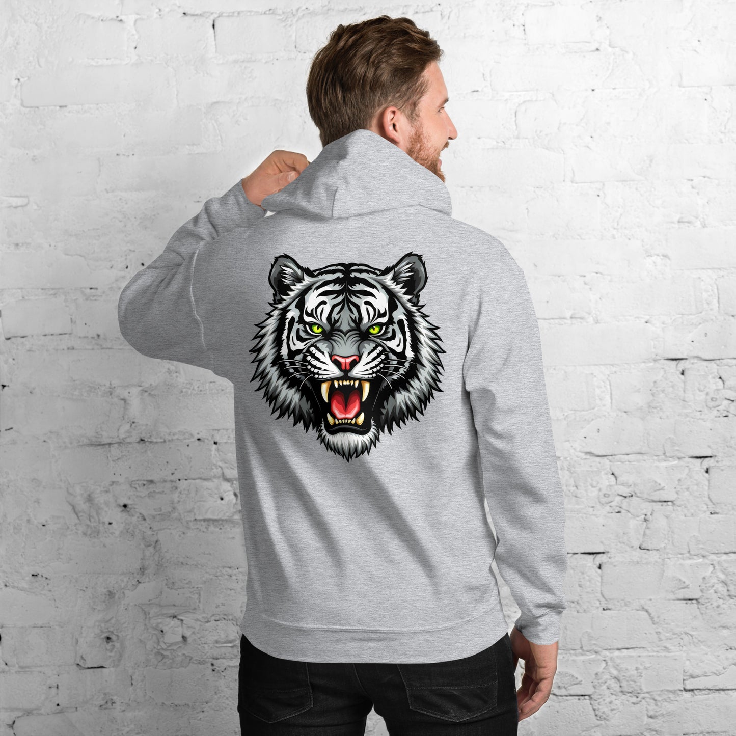 Unisex Black and white tiger crewneck classic Hoodie
