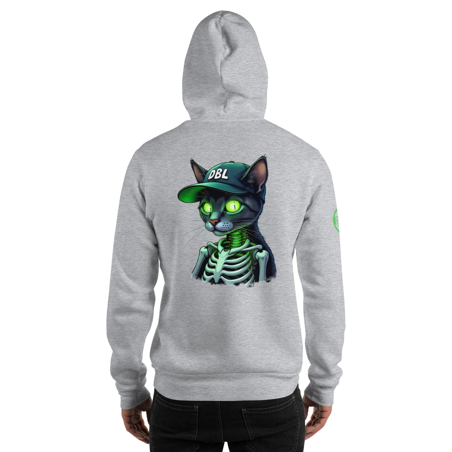 Unisex Zombie Green Illuminated cat classic Hoodie