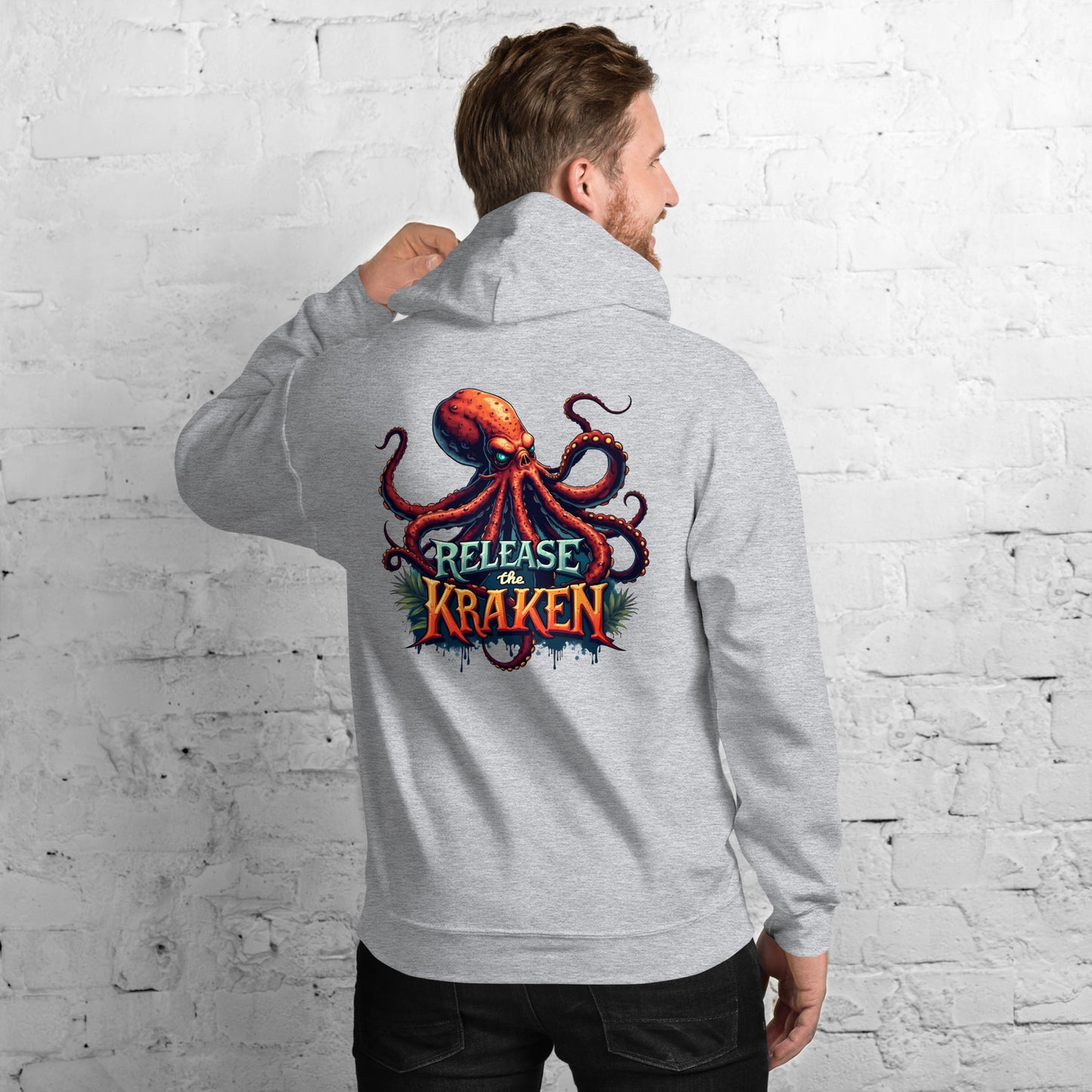 Unisex Skeleton pirate & release the Kraken Twin print Hoodie