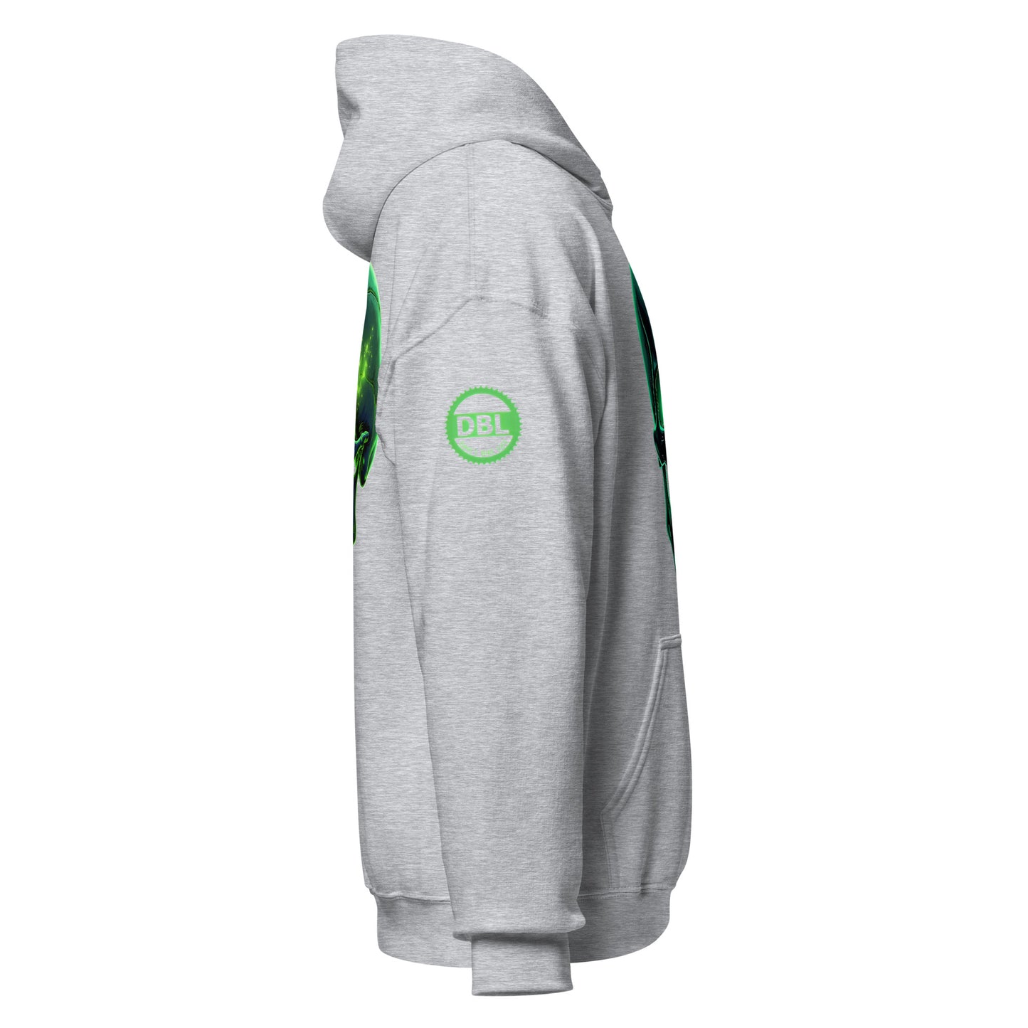 Men and women's crystal green skull Twin print Hoodie
