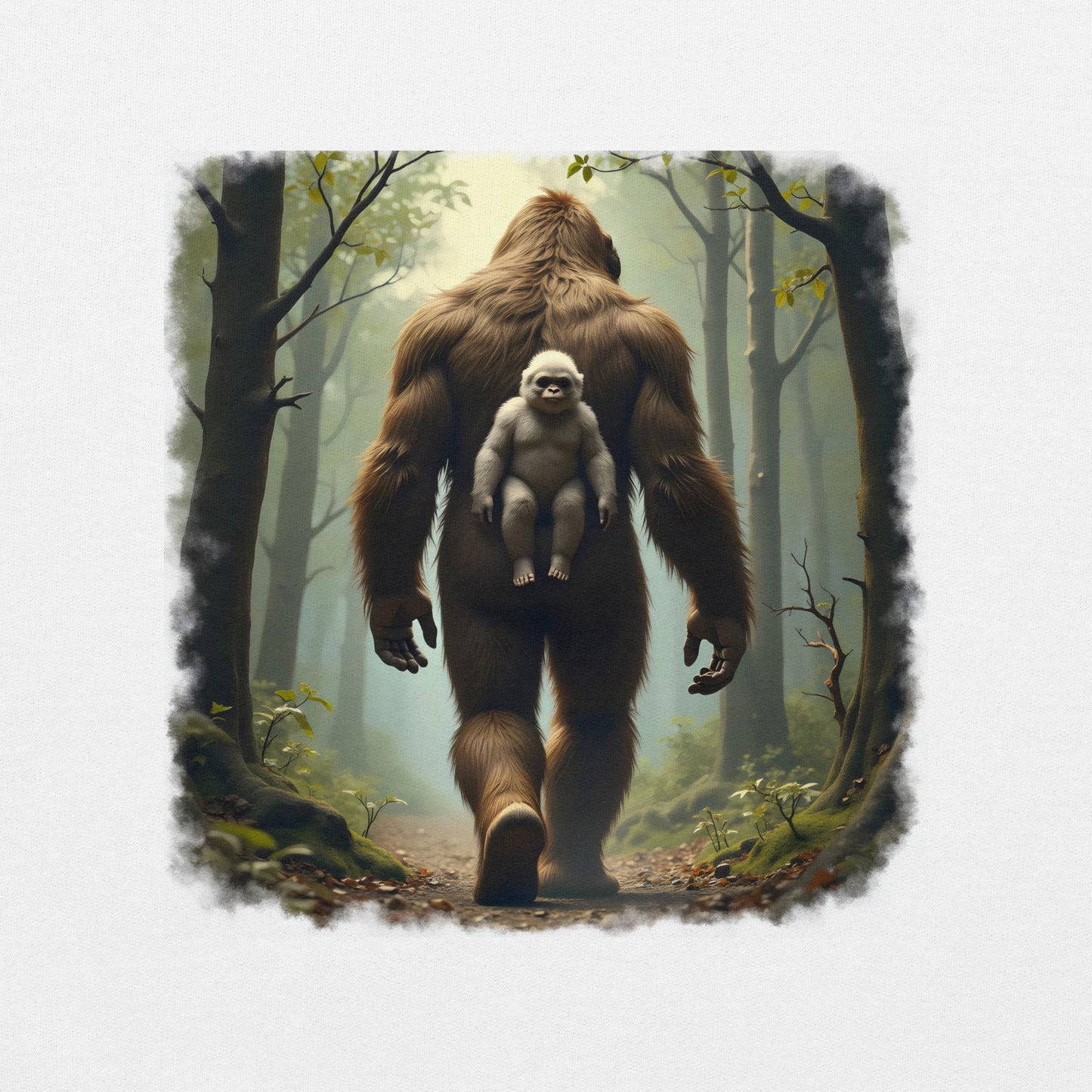 Men's & women's Baby Bigfoot backpack Wooded foreground Hoodie