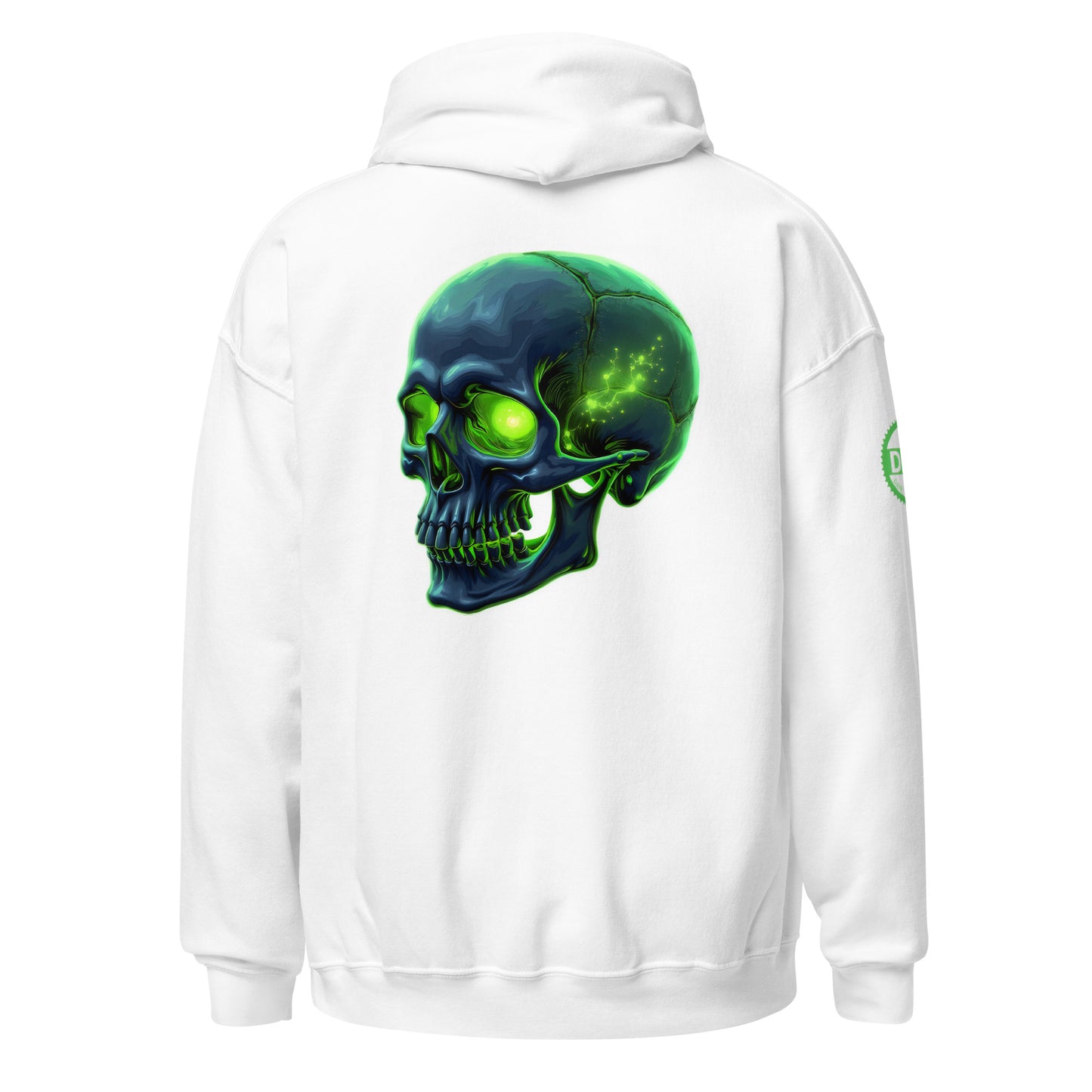 Men and women's crystal green skull Twin print Hoodie