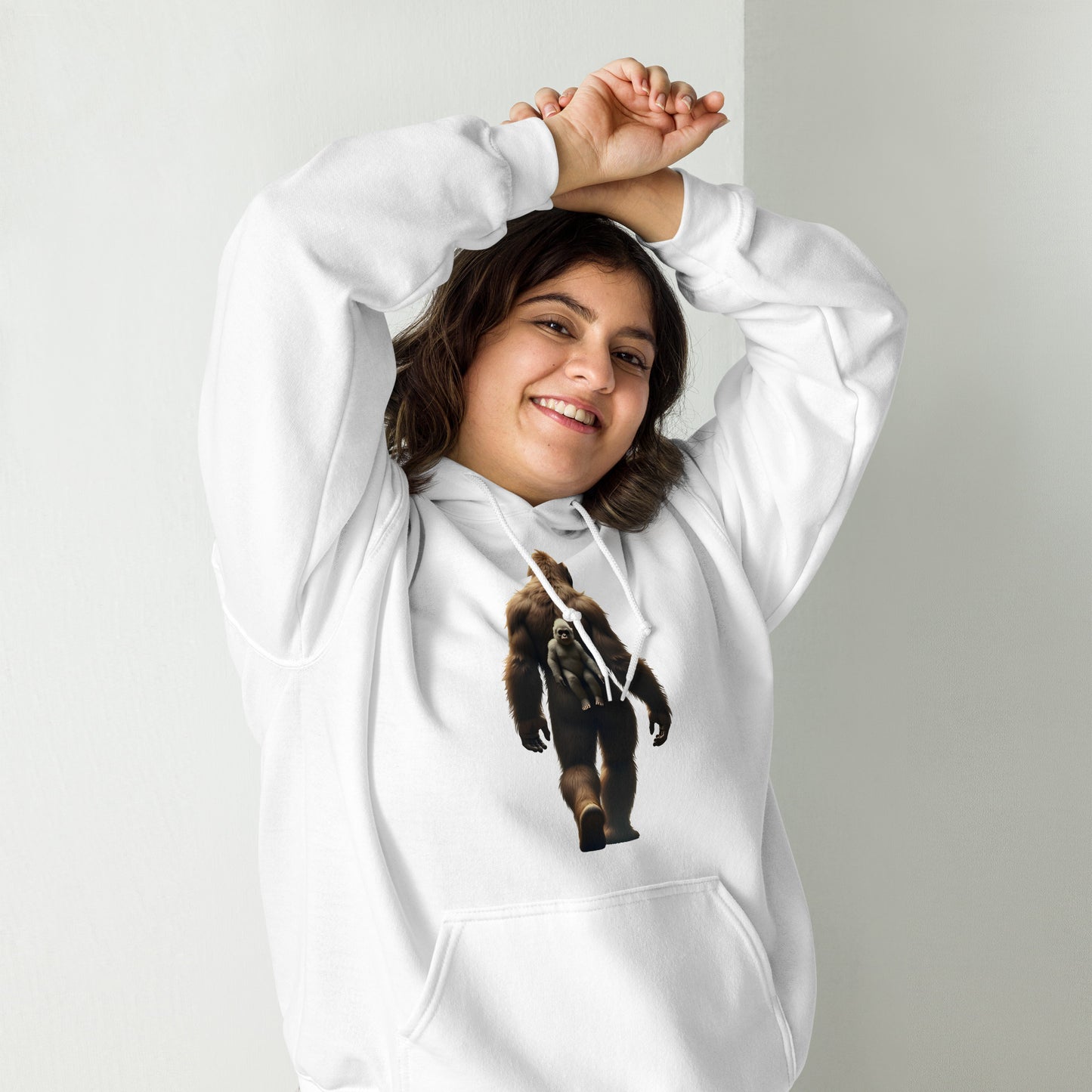 Men's & women's Baby Bigfoot backpack Wooded foreground Hoodie