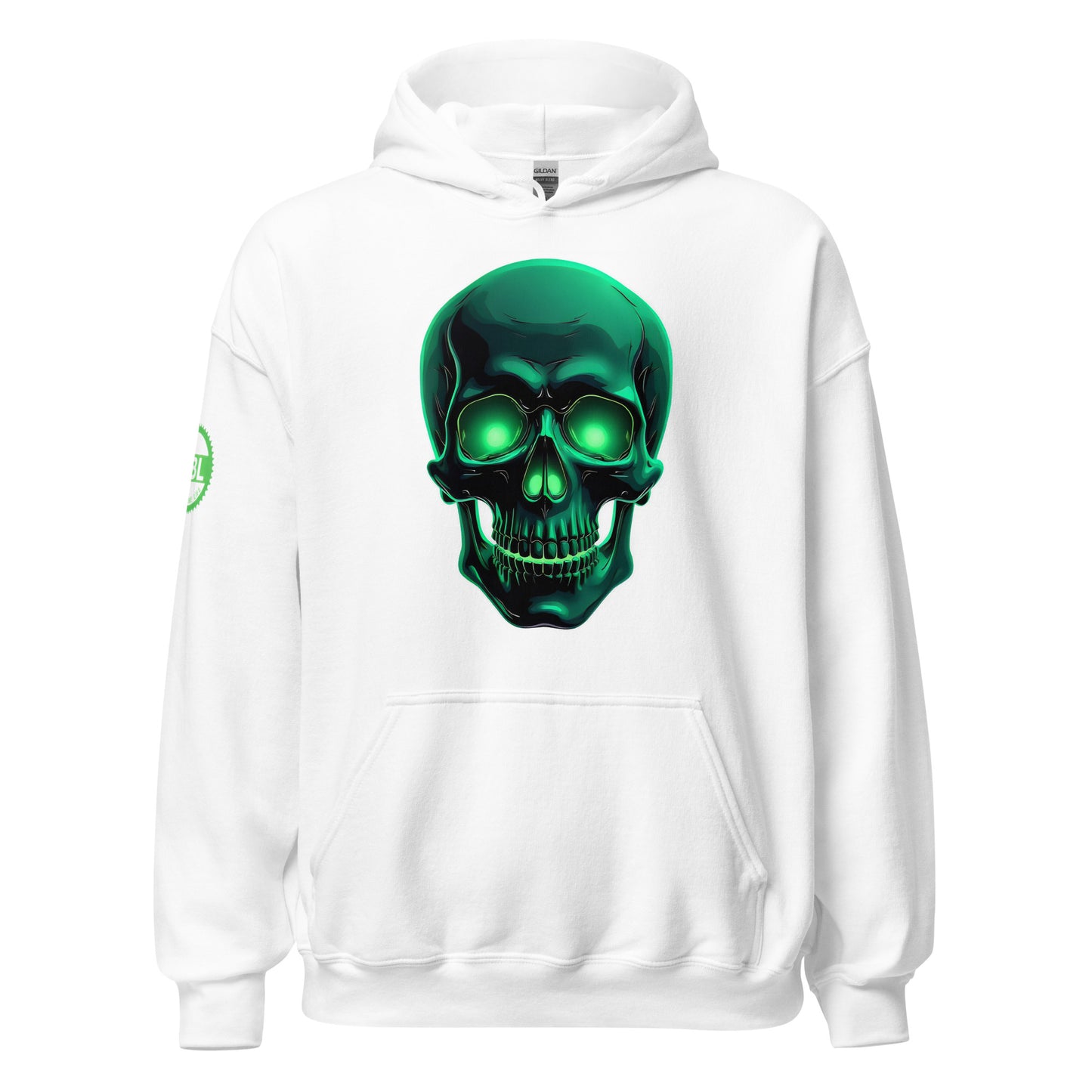 Men and women's crystal green skull Twin print Hoodie