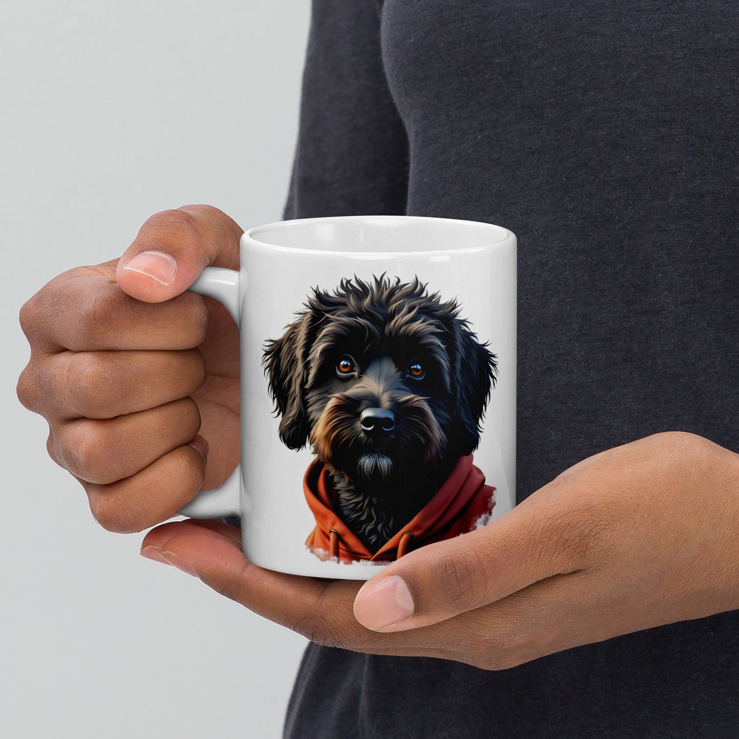White gloss mug Lunar Cockapoo dog-mix Breed