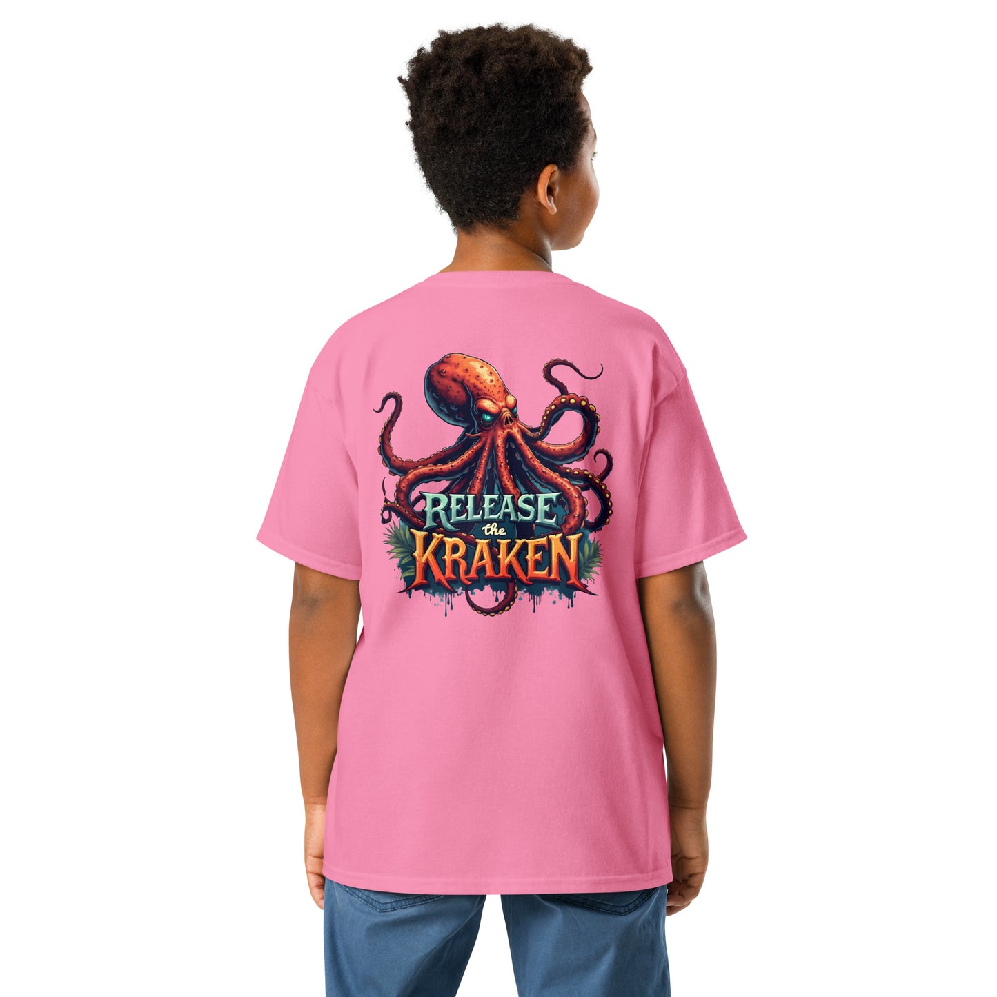 Youth Skeleton pirate & release the Kraken Twin print classic tee