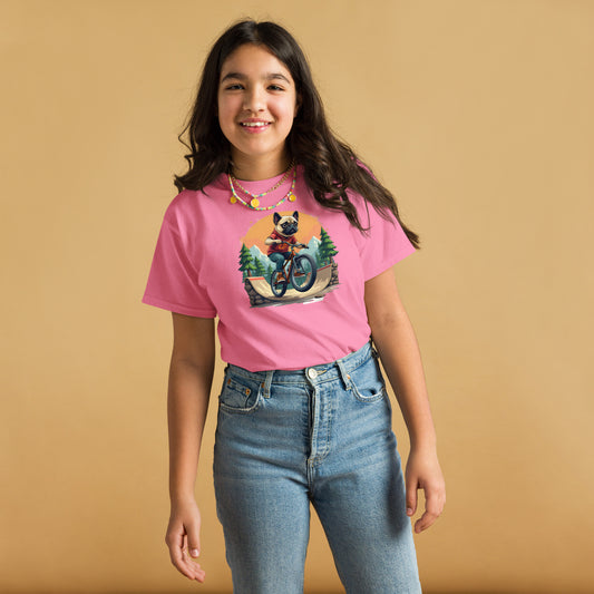 Youth pug dog at bike park Short-Sleeve classic tee