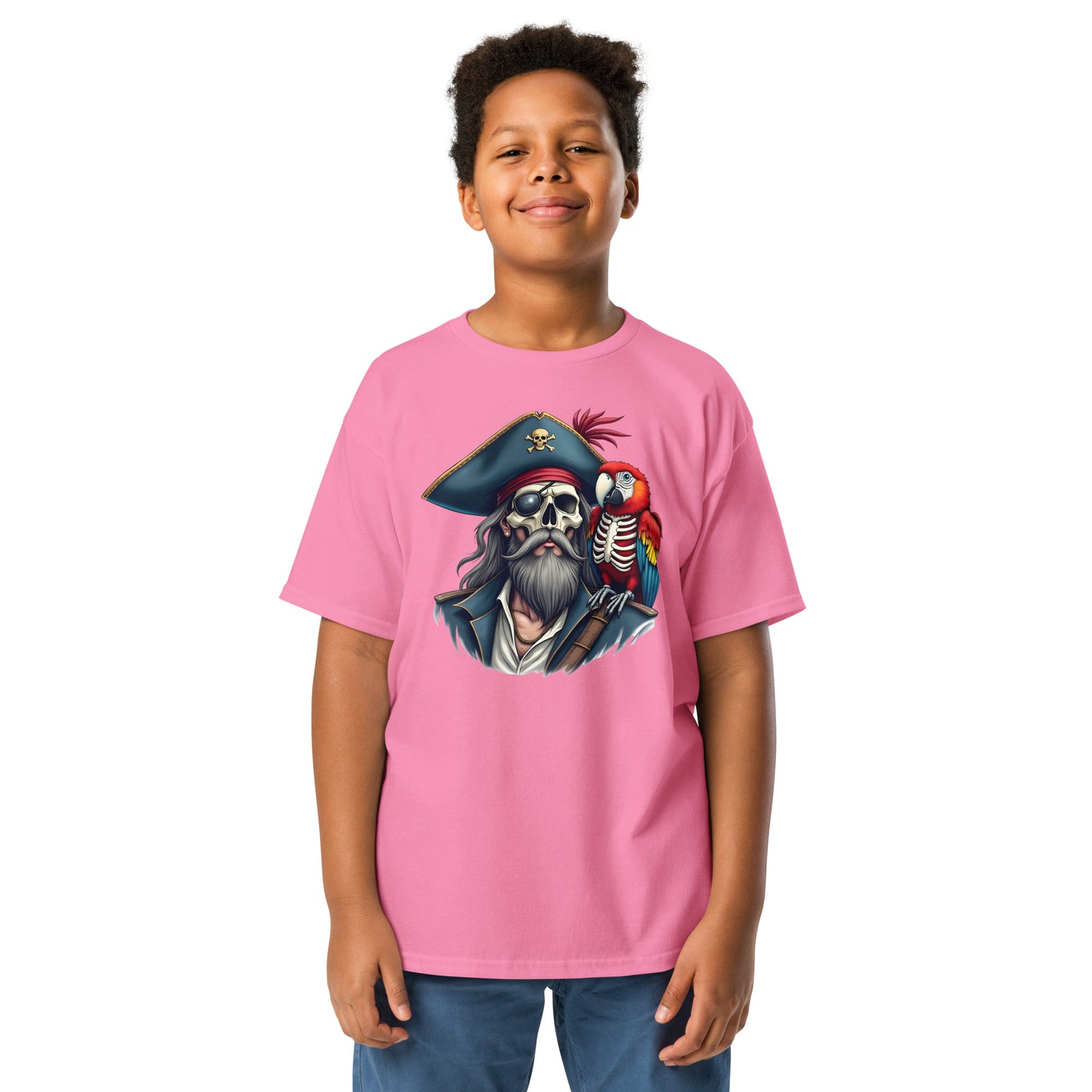 Youth Skeleton pirate & release the Kraken Twin print classic tee