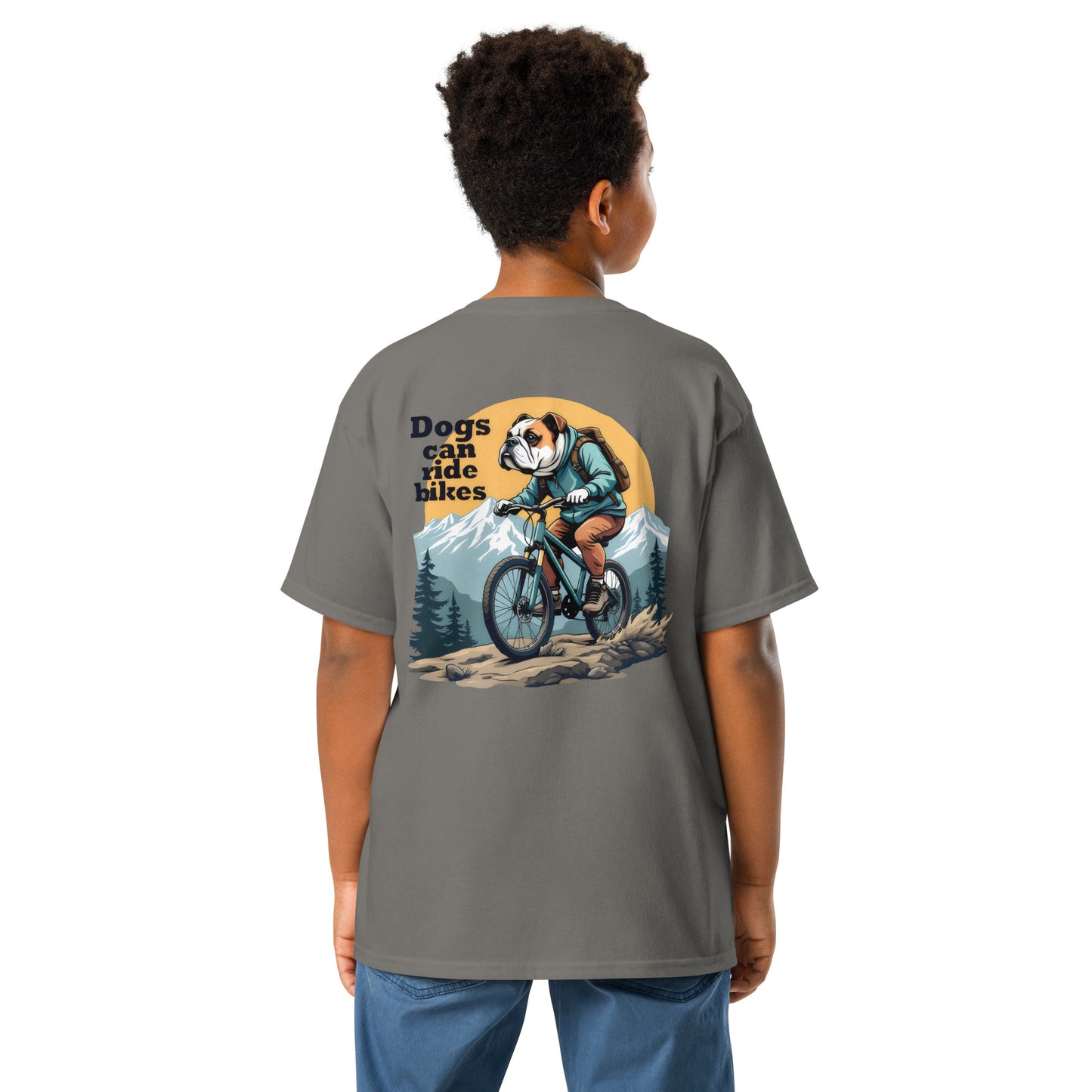 Youth Dogs can ride bikes classic tee