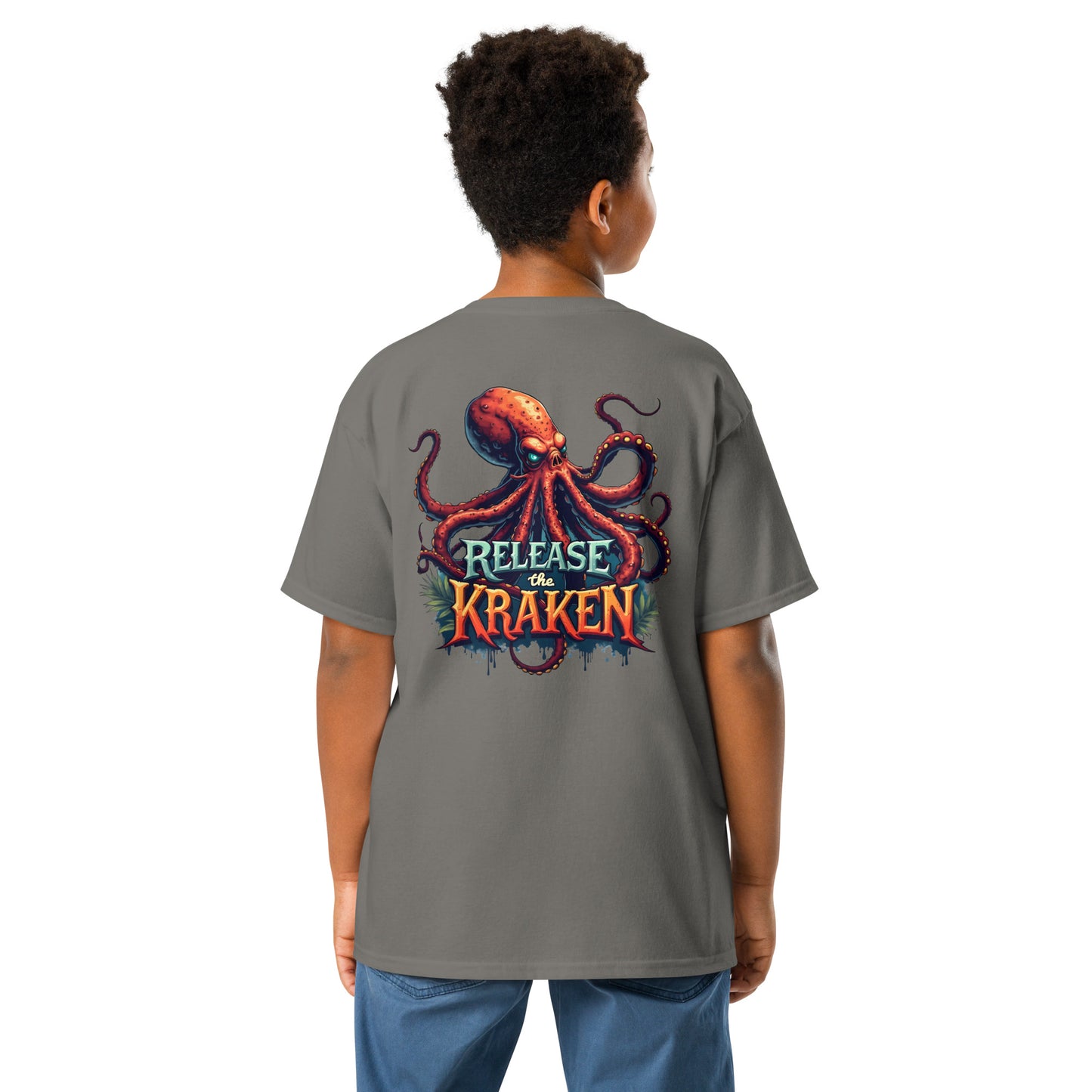 Youth Skeleton pirate & release the Kraken Twin print classic tee