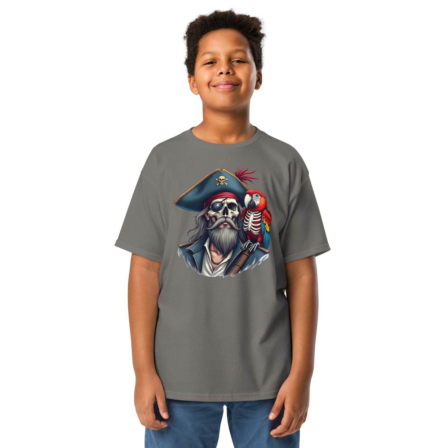 Youth Skeleton pirate & release the Kraken Twin print classic tee