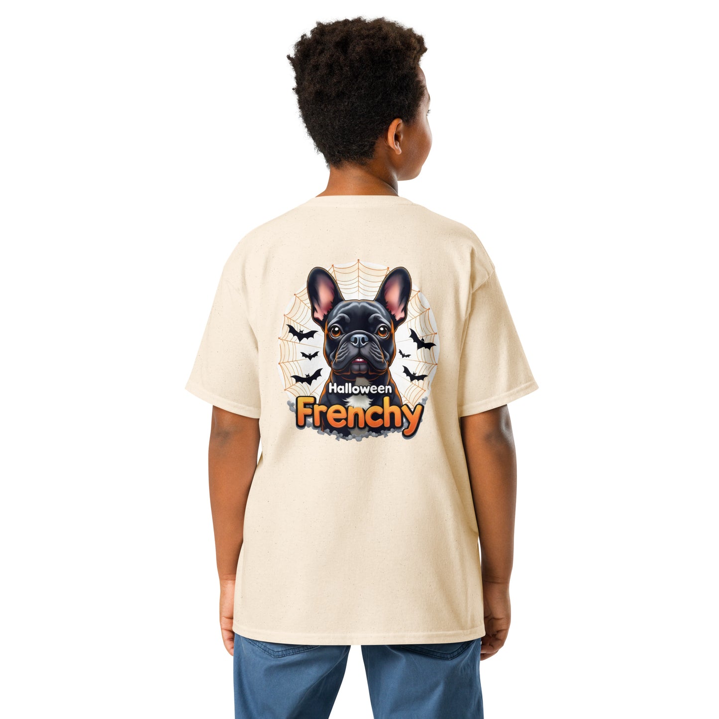 Youth Halloween French bulldog twin print heavy classic tee