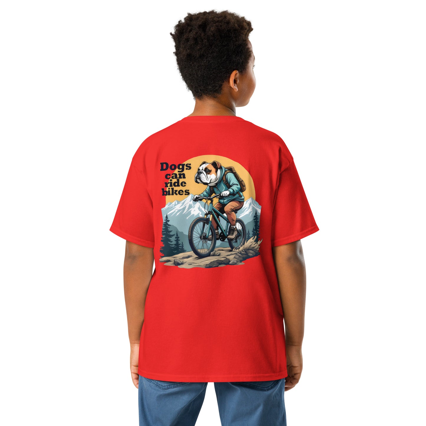 Youth Dogs can ride bikes classic tee