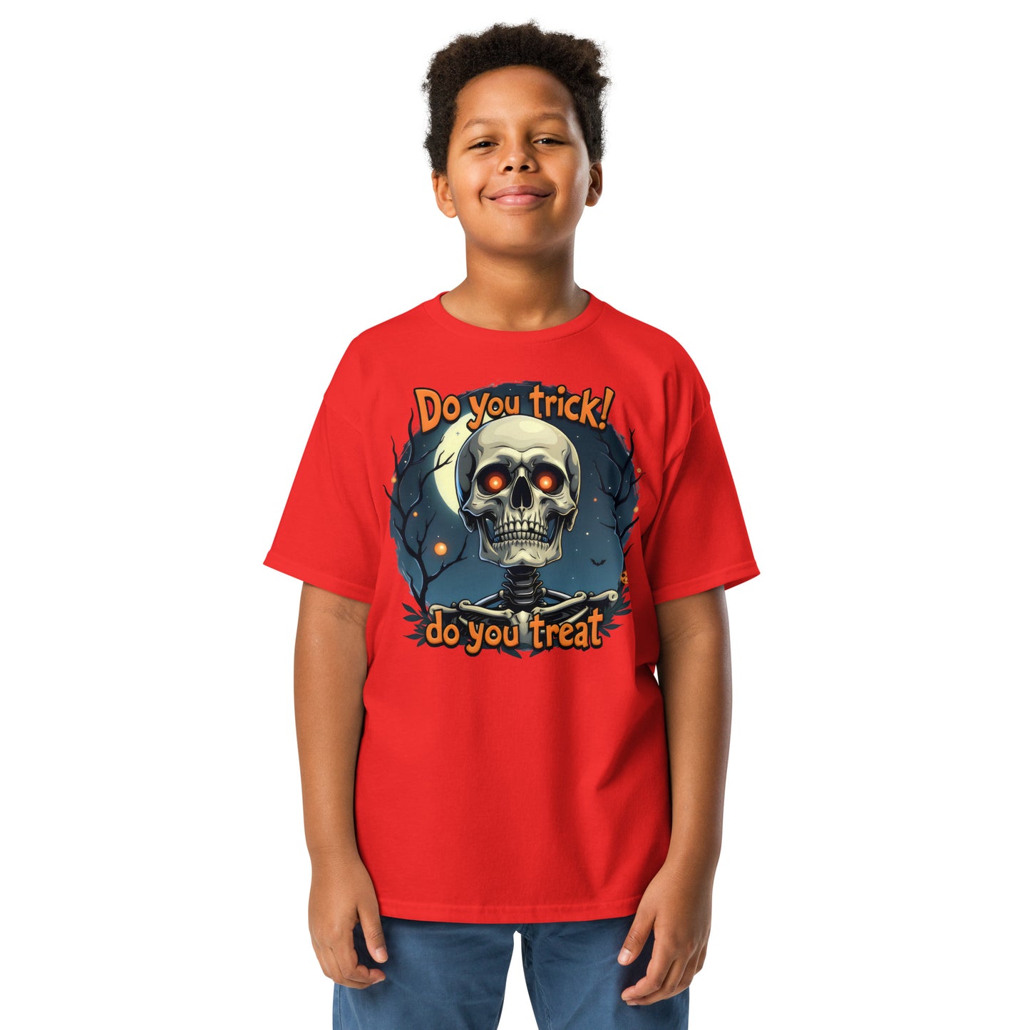 Youth Short-Sleeve trick or treat skeleton classic tee