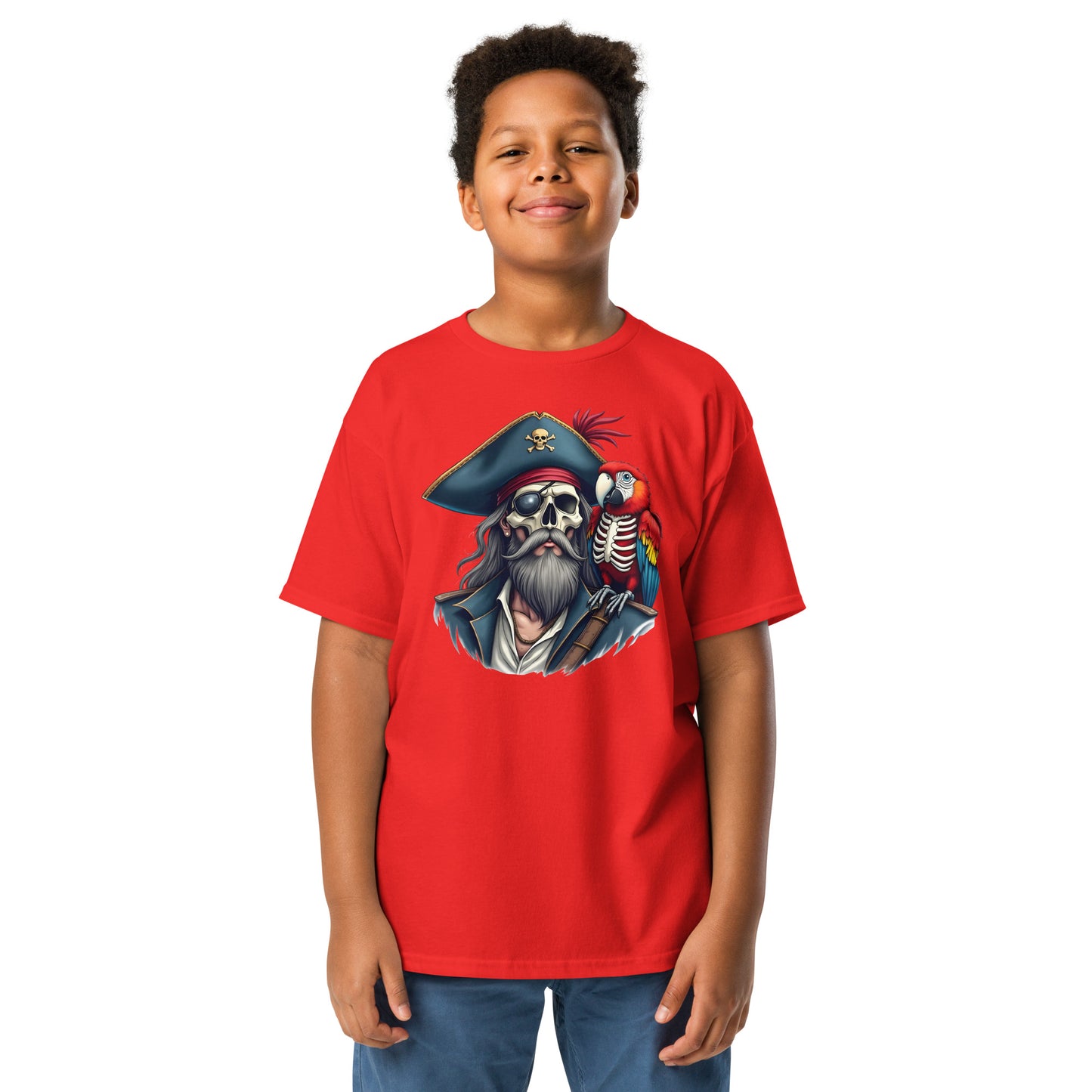 Youth Skeleton pirate & release the Kraken Twin print classic tee
