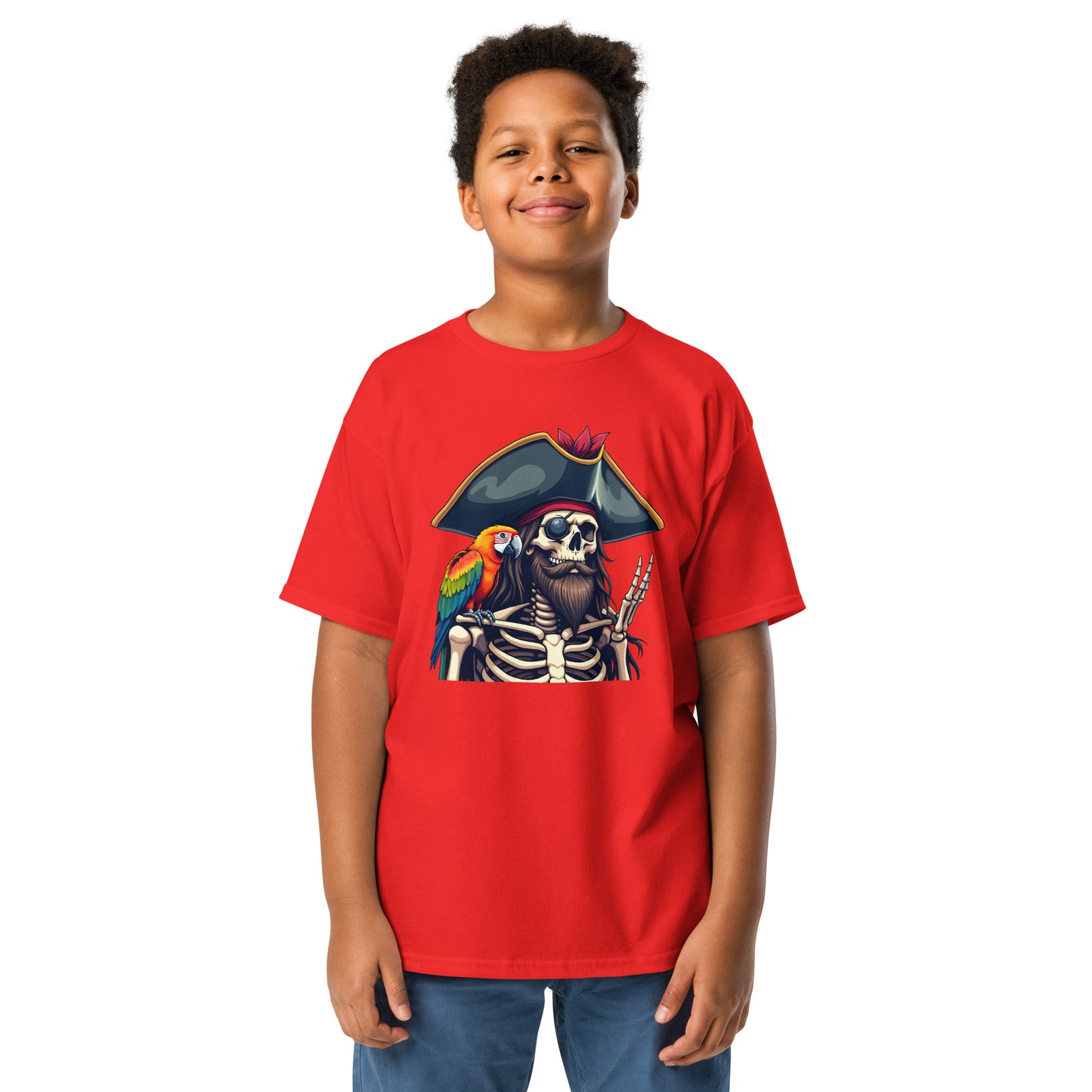 Youth skeleton pirate & parrot classic tee